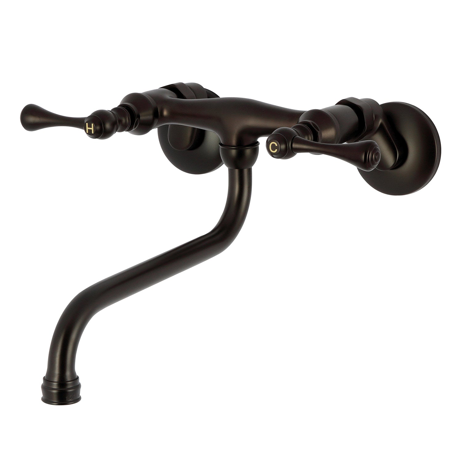 Kingston Tulare KS315ORB - Kingston Double-Handle 2-Hole Wall Mount Bathroom Faucet, Oil Rubbed Bronze
