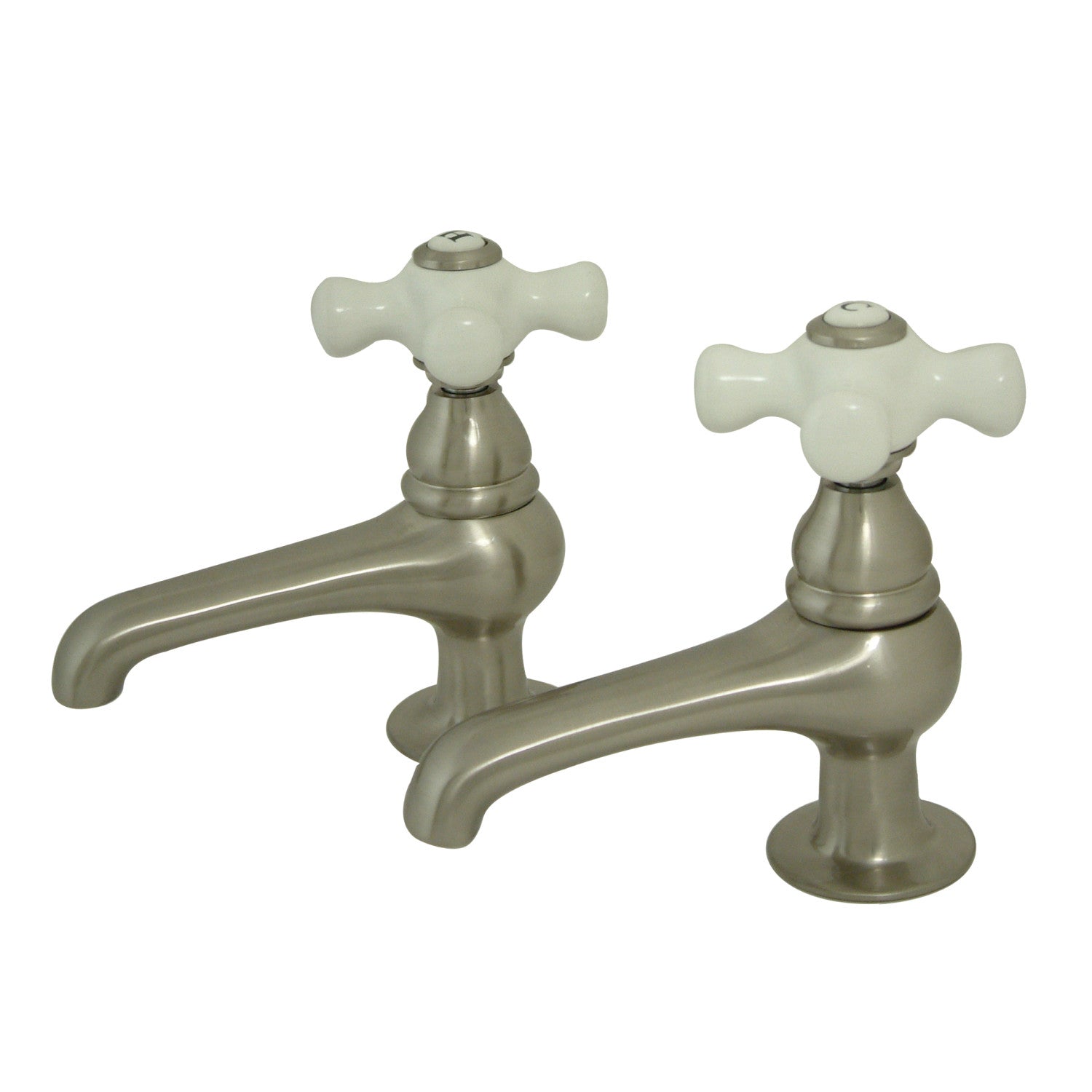 Kingston Heirloom KS3208PX - Restoration Two-Handle Deck Mount Basin Tap Faucet, Brushed Nickel