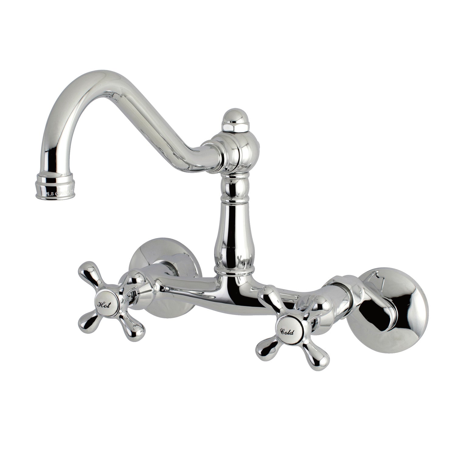 Kingston Heirloom KS3221AX - Vintage Two-Handle 2-Hole Wall Mount Bridge Kitchen Faucet, Polished Chrome