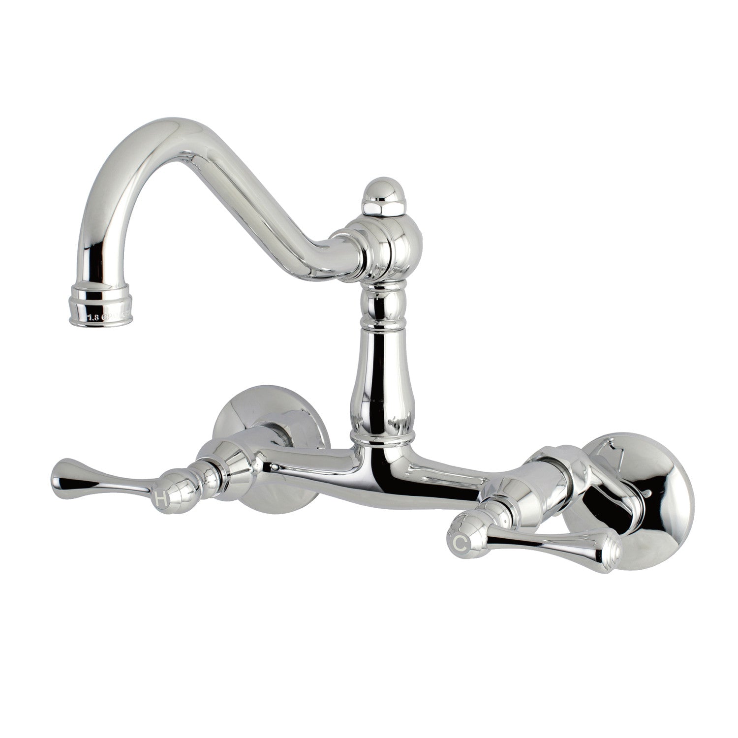 Kingston Heirloom KS3221BL - Vintage Two-Handle 2-Hole Wall Mount Bridge Kitchen Faucet, Polished Chrome