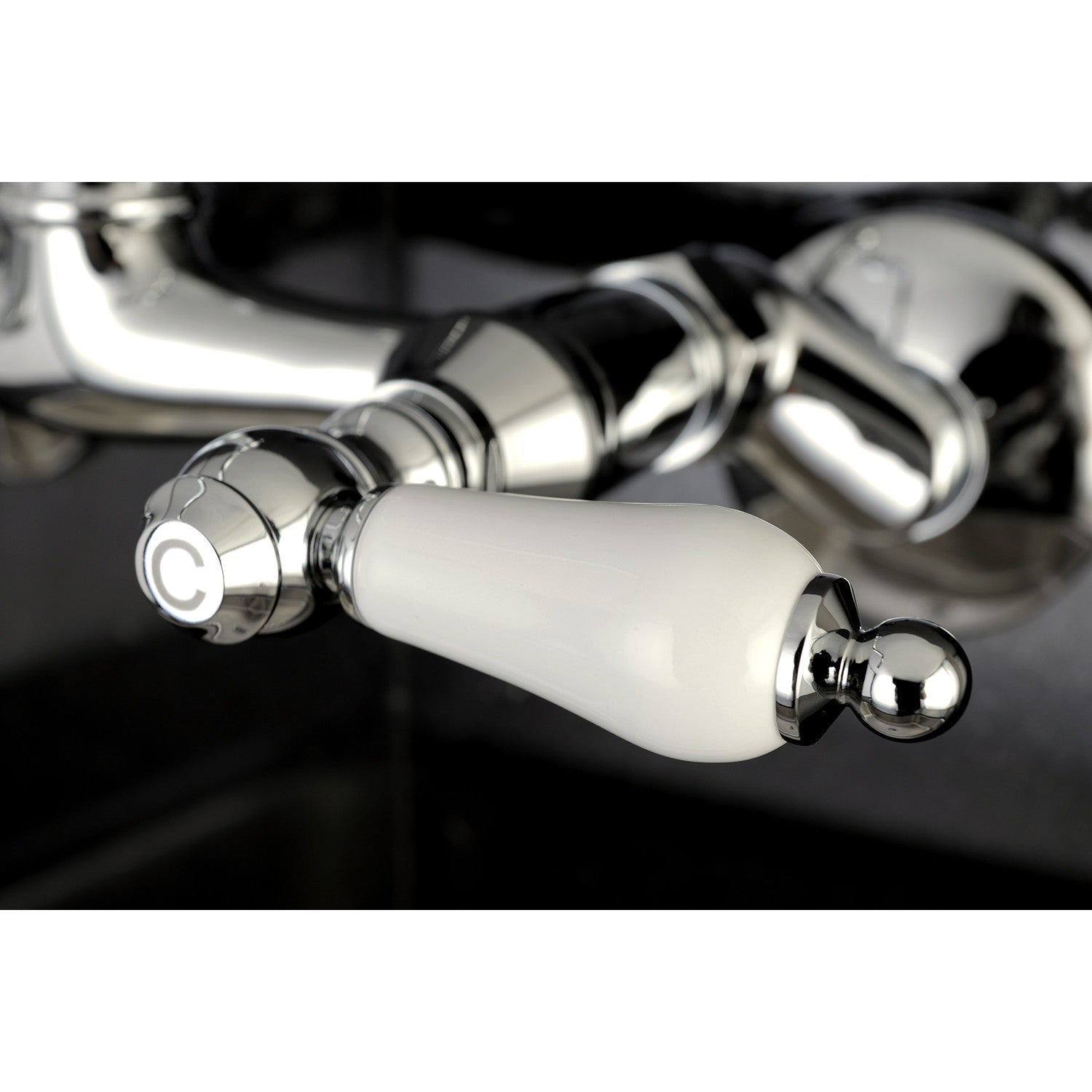 Kingston Heirloom KS3221PL - Vintage Two-Handle 2-Hole Wall Mount Bridge Kitchen Faucet, Polished Chrome — thumbnail 2