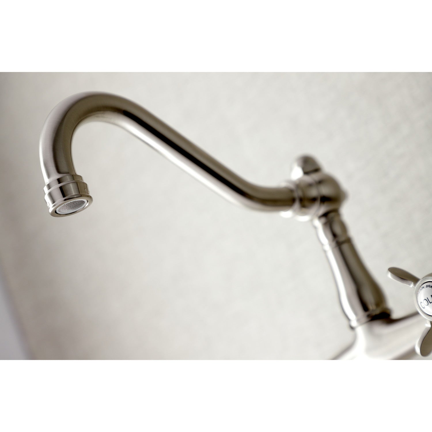 Kingston Heirloom KS3248BEX - Essex Double-Handle 2-Hole Wall Mount Bathroom Faucet, Brushed Nickel — thumbnail 2