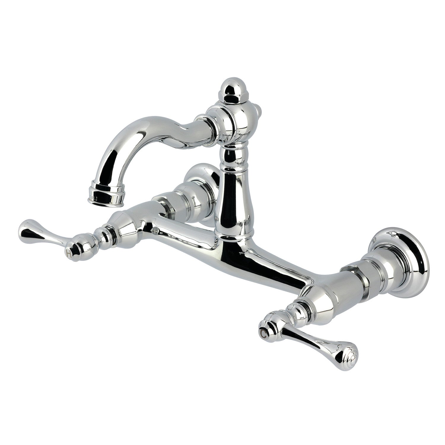 Kingston Heirloom KS3251BL - Vintage Two-Handle 2-Hole Wall Mount Bridge Kitchen Faucet, Polished Chrome