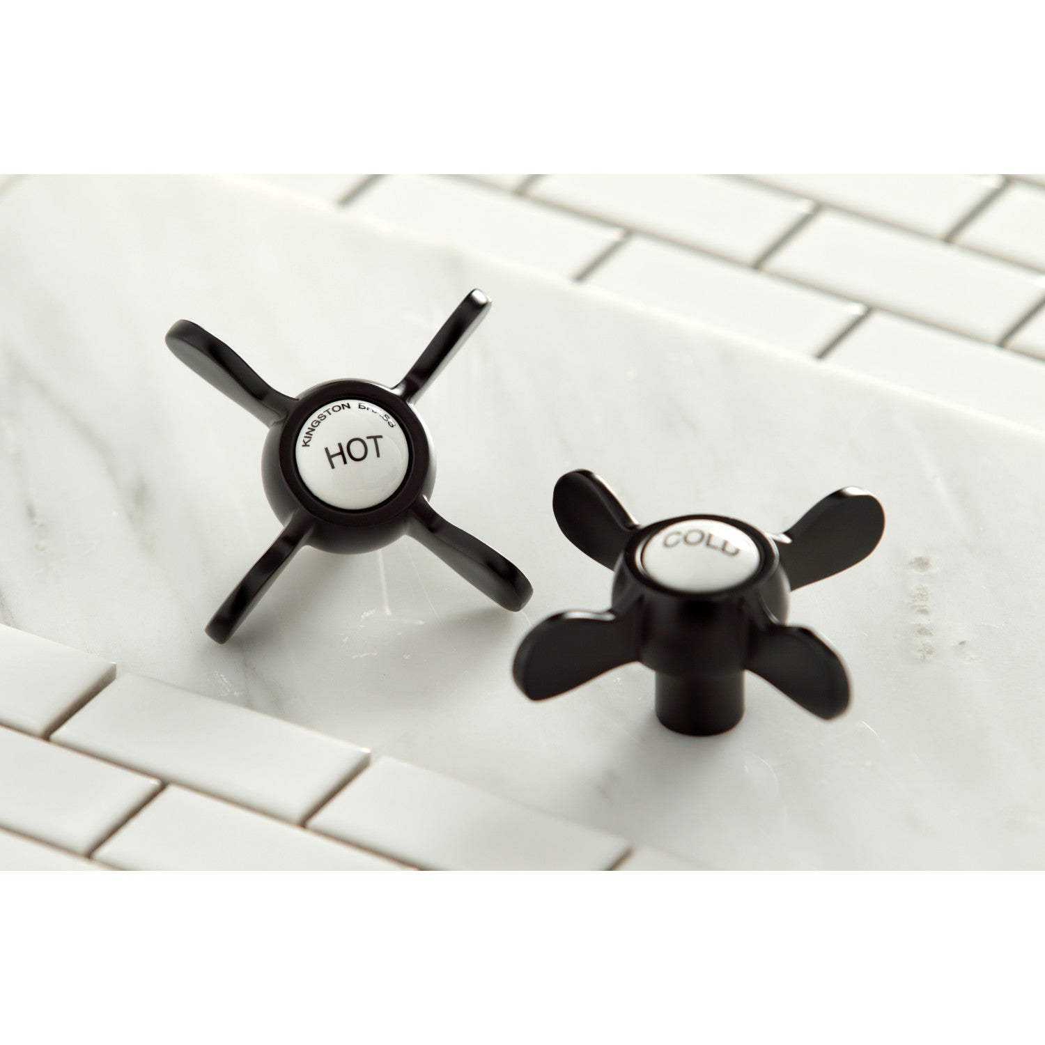 Kingston Heirloom KS3255BEX - Vintage Two-Handle 2-Hole Wall Mount Bridge Kitchen Faucet, Oil Rubbed Bronze — thumbnail 3