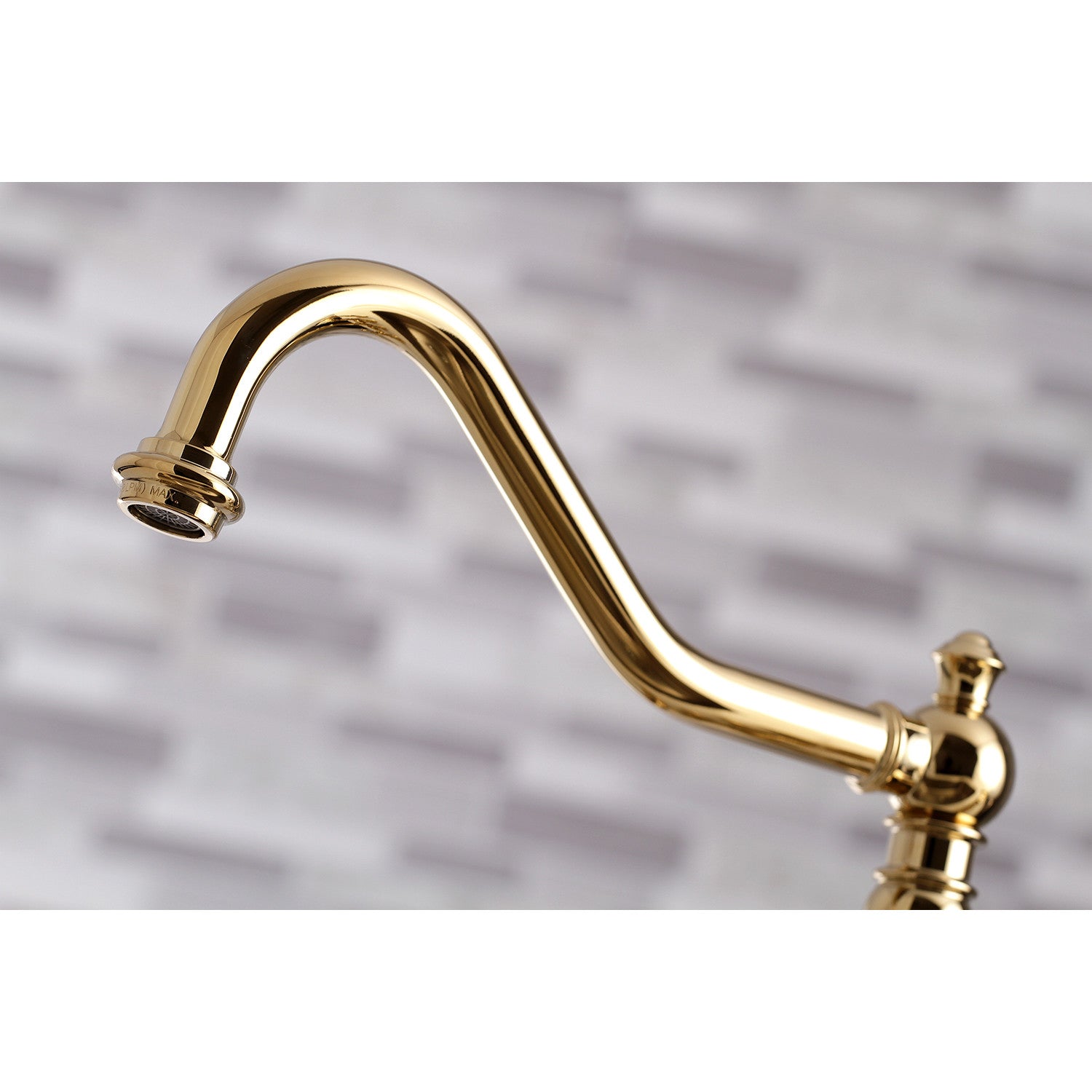 Kingston Heirloom KS3272ALBS - Restoration Two-Handle 4-Hole Deck Mount Bridge Kitchen Faucet with Brass Sprayer, Polished Brass — thumbnail 2