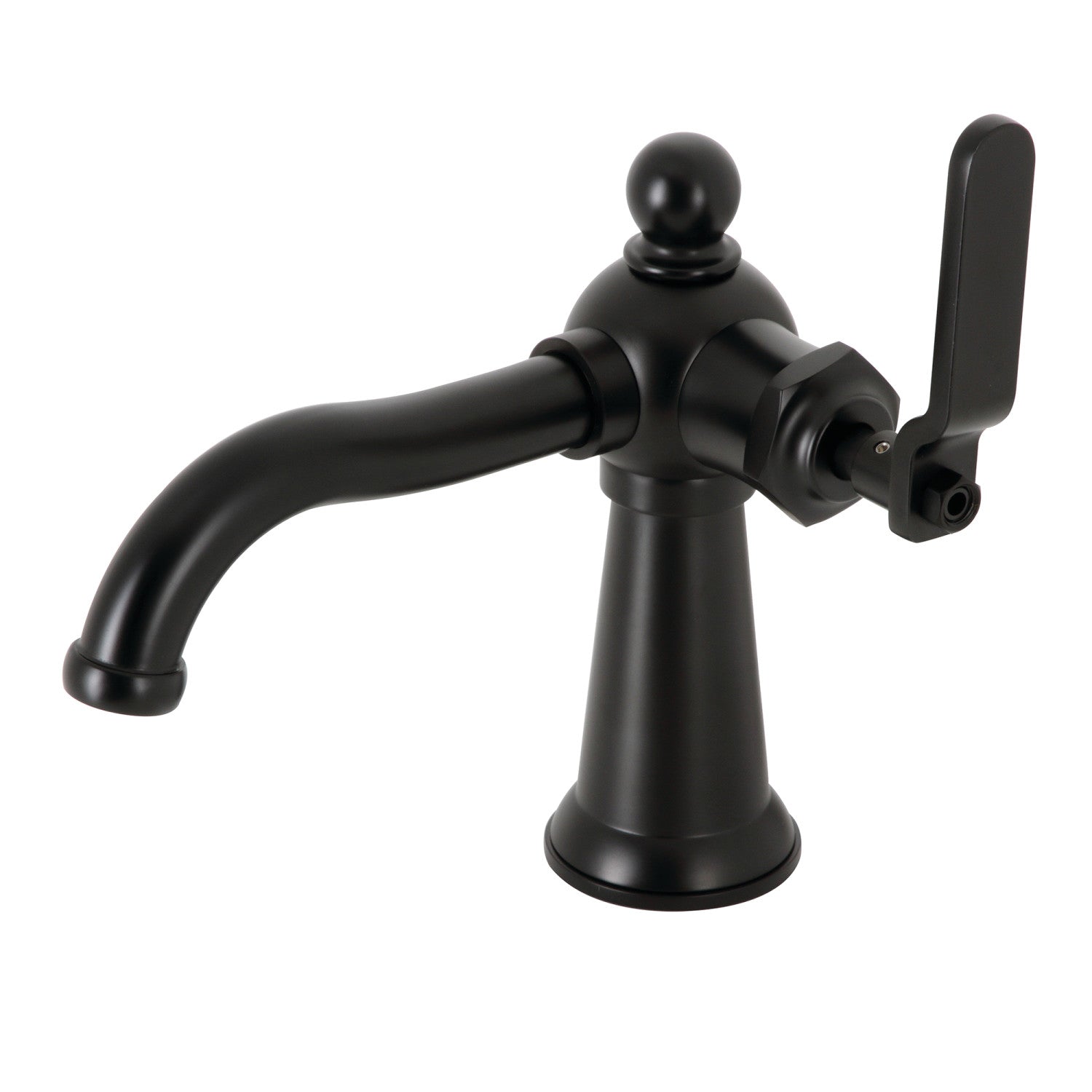 Kingston Tulare KS3540KL - Knight One-Handle 1-Hole Bathroom Faucet with Push Pop-Up Drain, Matte Black