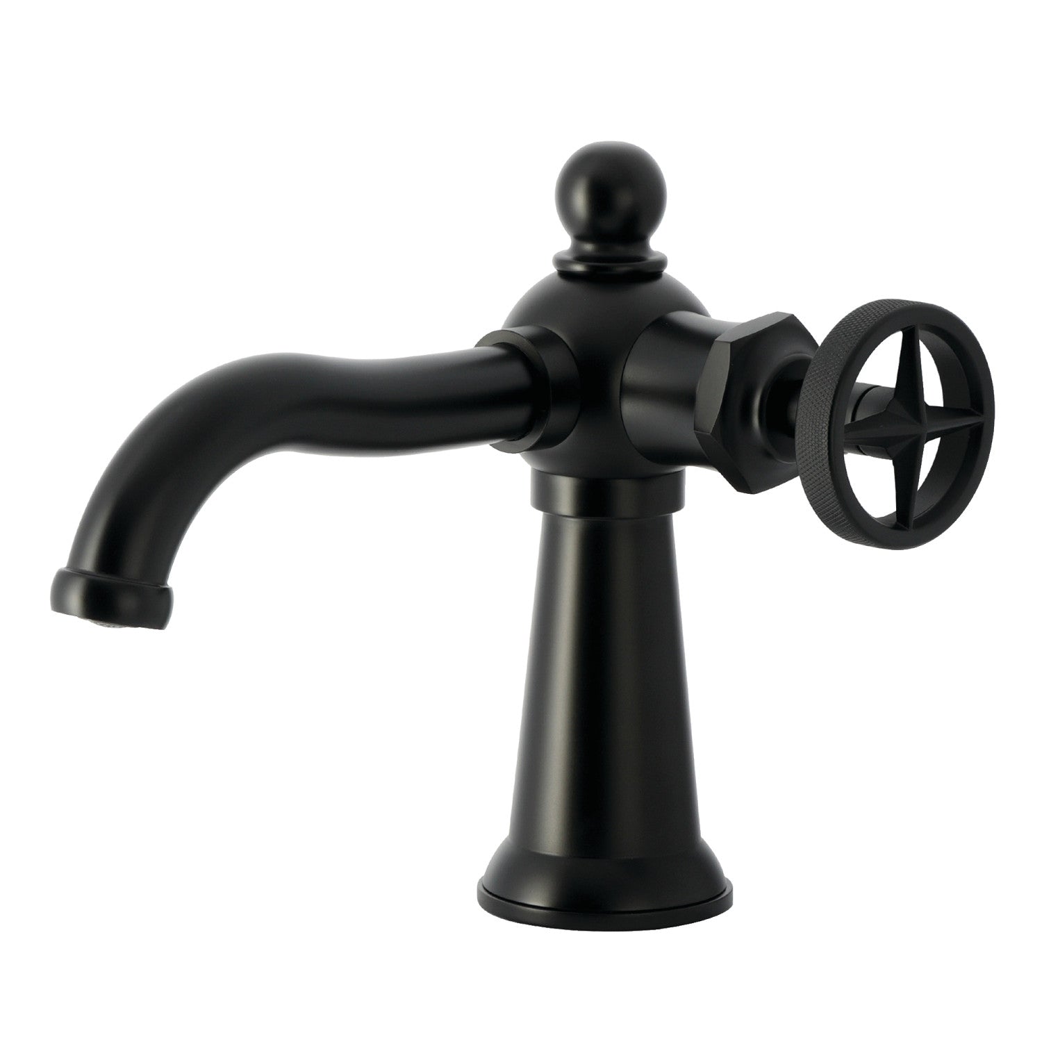 Kingston Tulare KS3540RNX - Ostro One-Handle 1-Hole Bathroom Faucet with Push Pop-Up Drain, Matte Black