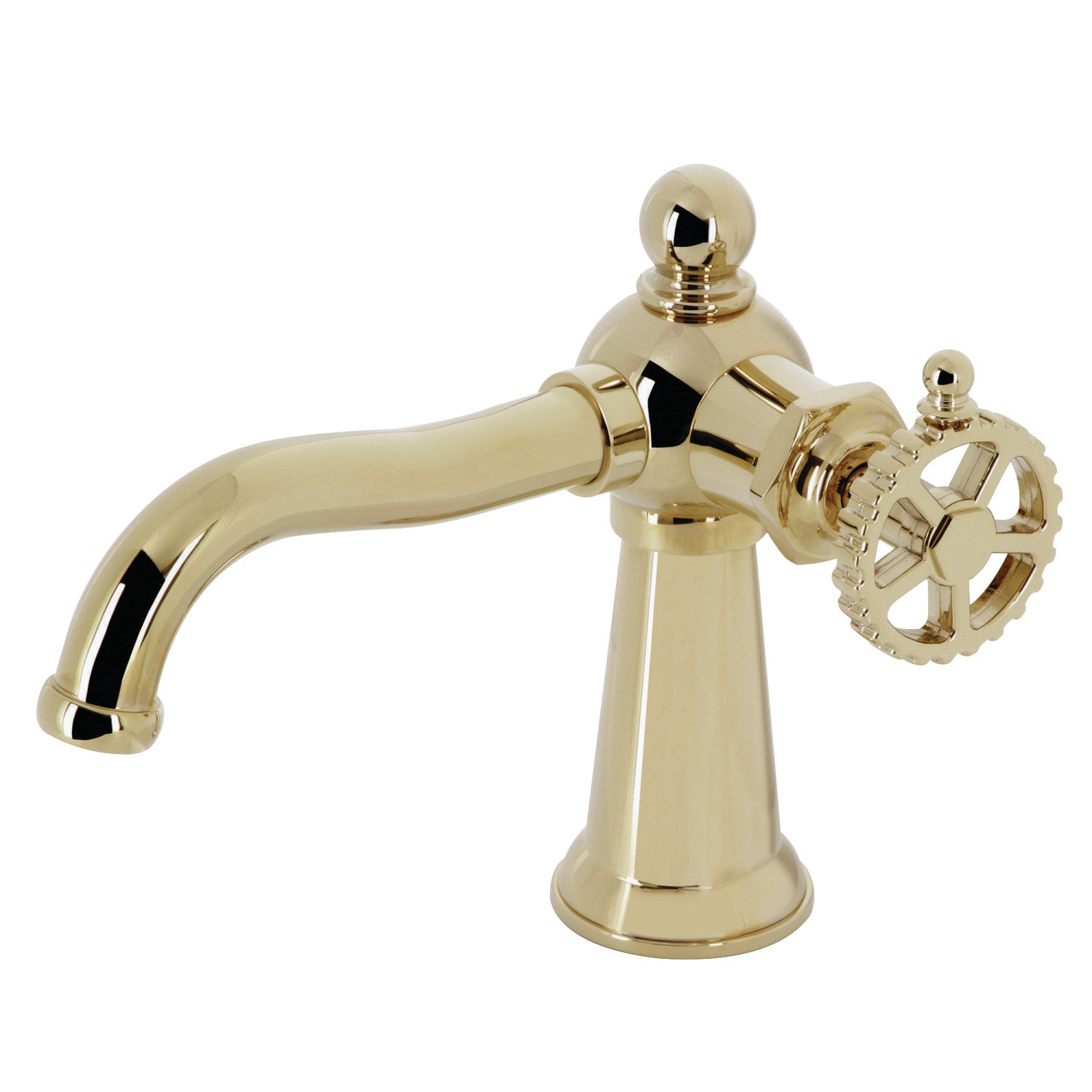 Kingston Tulare KS3542CG - Fuller One-Handle 1-Hole Bathroom Faucet with Push Pop-Up Drain, Polished Brass