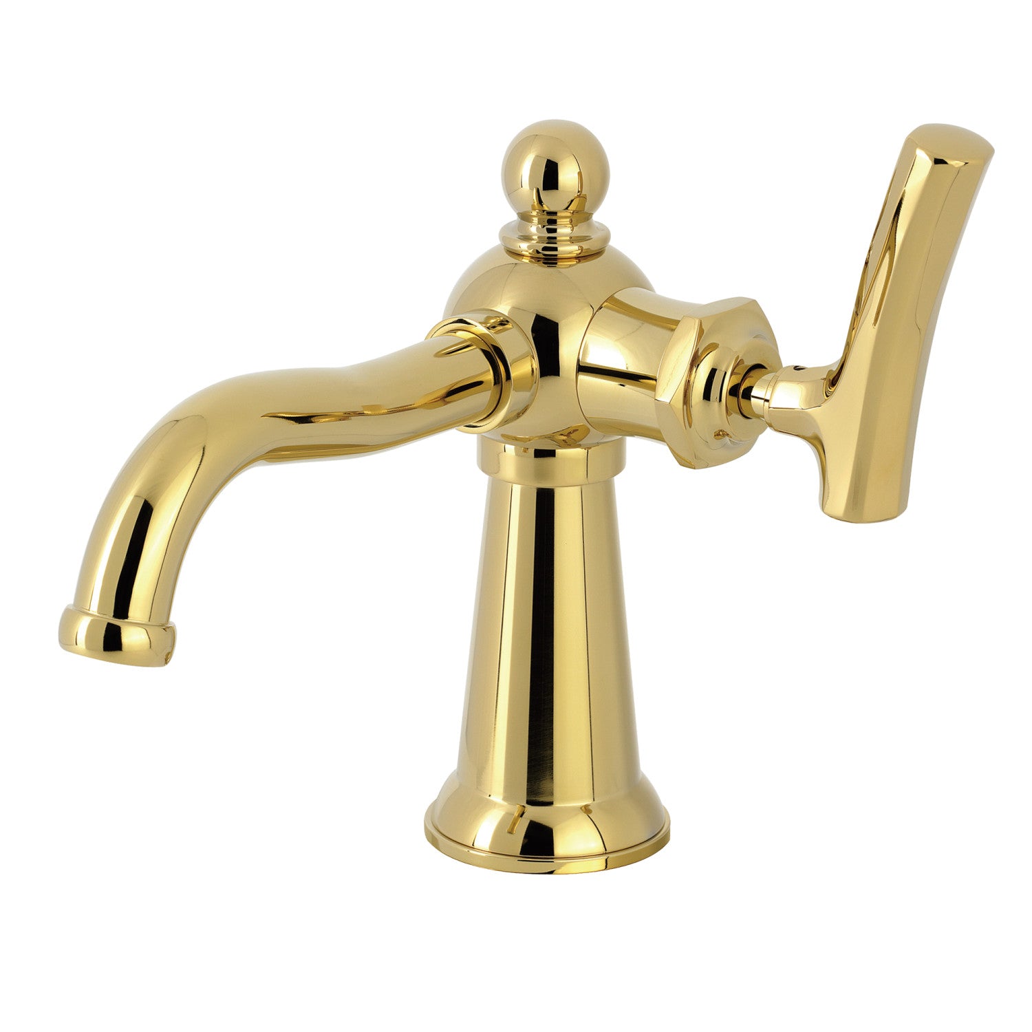 Kingston Tulare KS3542TKL - Hallerbos One-Handle 1-Hole Bathroom Faucet with Push Pop-Up Drain, Polished Brass