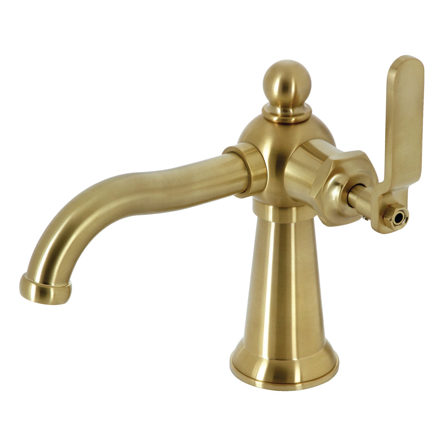 Kingston Tulare KS3547KL - Knight One-Handle 1-Hole Bathroom Faucet with Push Pop-Up Drain, Brushed Brass