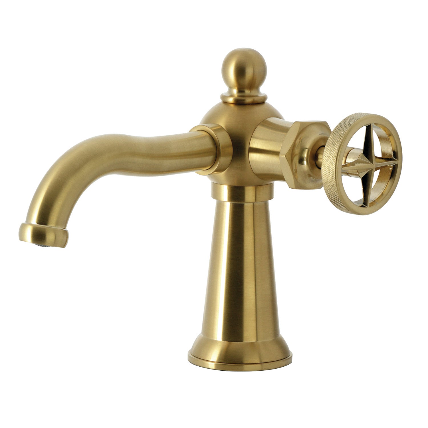 Kingston Tulare KS3547RNX - Ostro One-Handle 1-Hole Bathroom Faucet with Push Pop-Up Drain, Brushed Brass