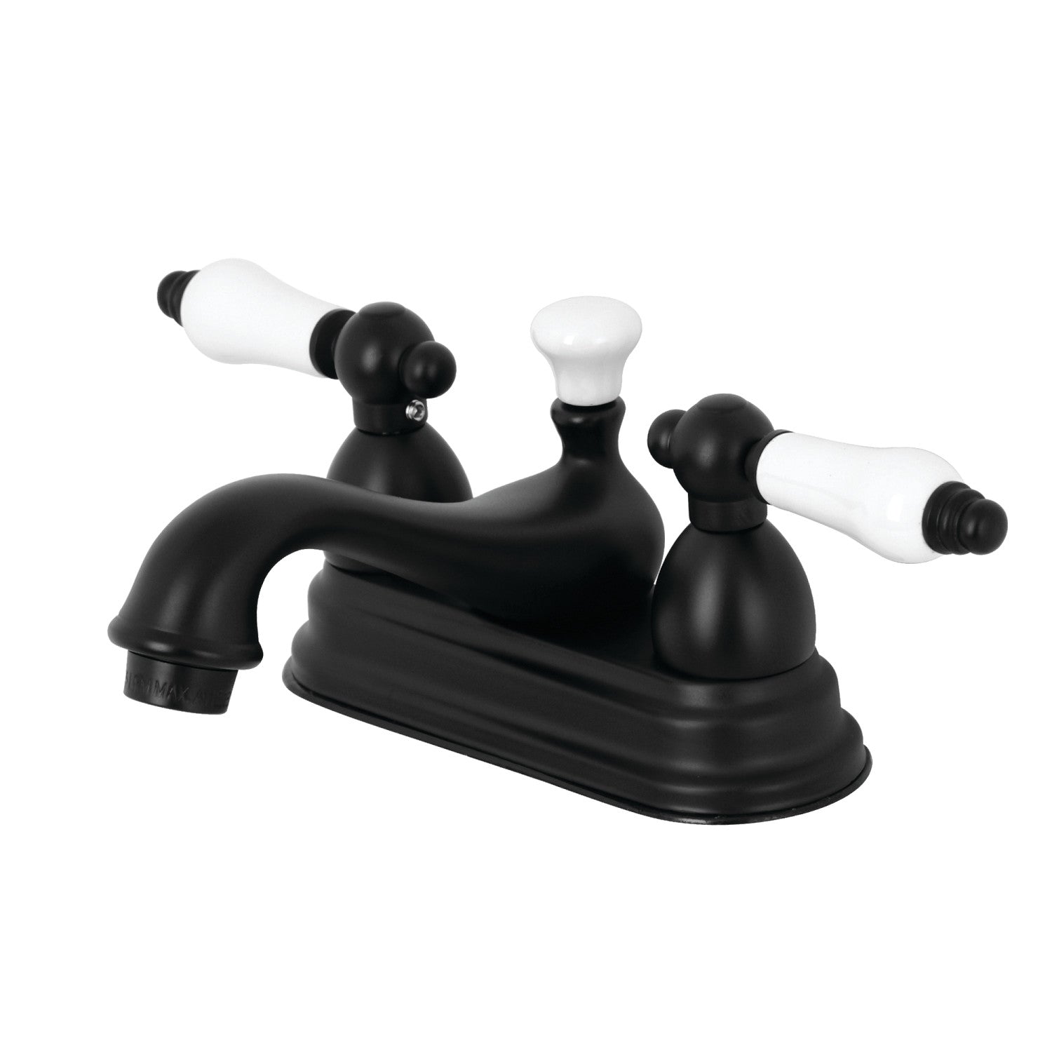Kingston Heirloom KS3600PL - Restoration Double-Handle 3-Hole Deck Mount 4-Inch Centerset Bathroom Faucet with Brass Pop-Up, Matte Black