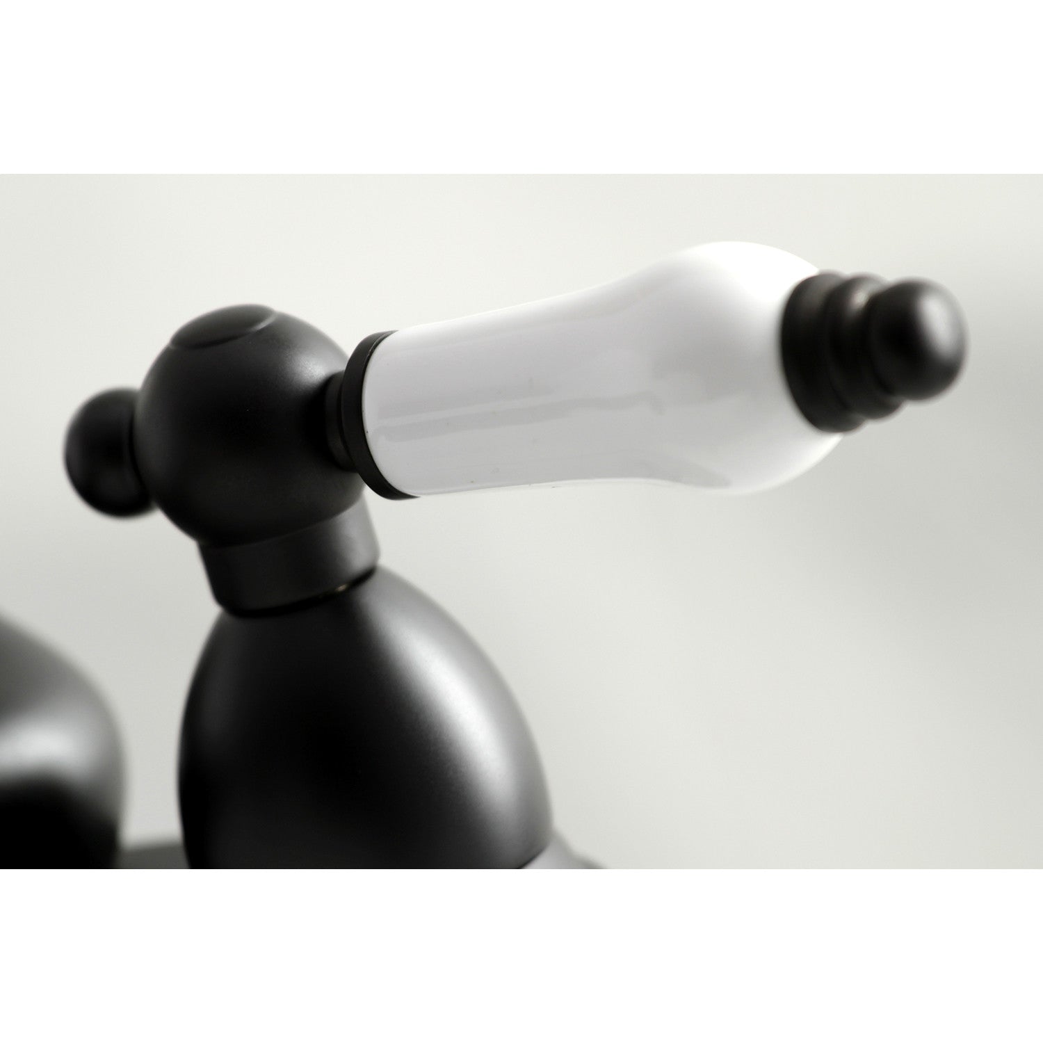 Kingston Heirloom KS3600PL - Restoration Double-Handle 3-Hole Deck Mount 4-Inch Centerset Bathroom Faucet with Brass Pop-Up, Matte Black — thumbnail 2