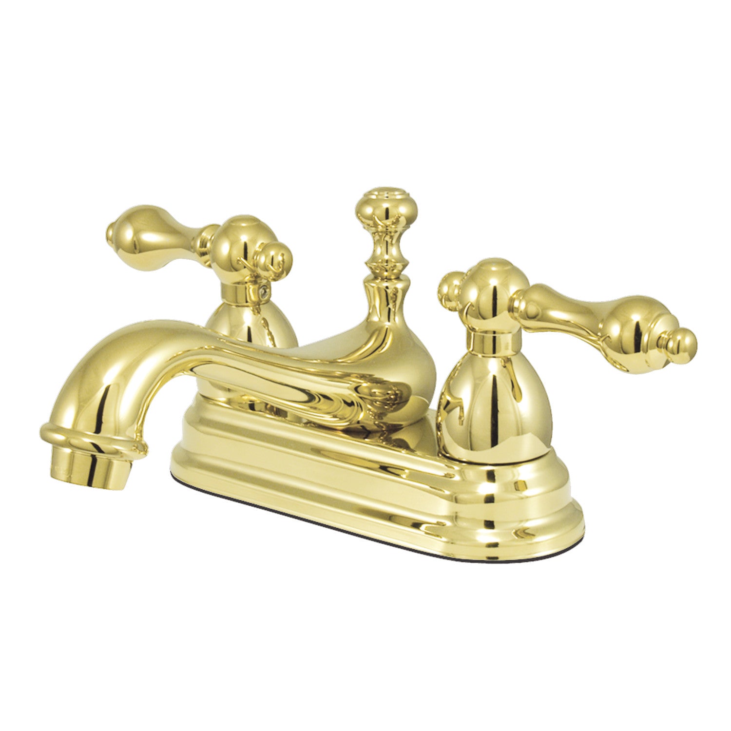 Kingston Heirloom KS3602AL - Restoration Double-Handle 3-Hole Deck Mount 4-Inch Centerset Bathroom Faucet with Brass Pop-Up, Polished Brass