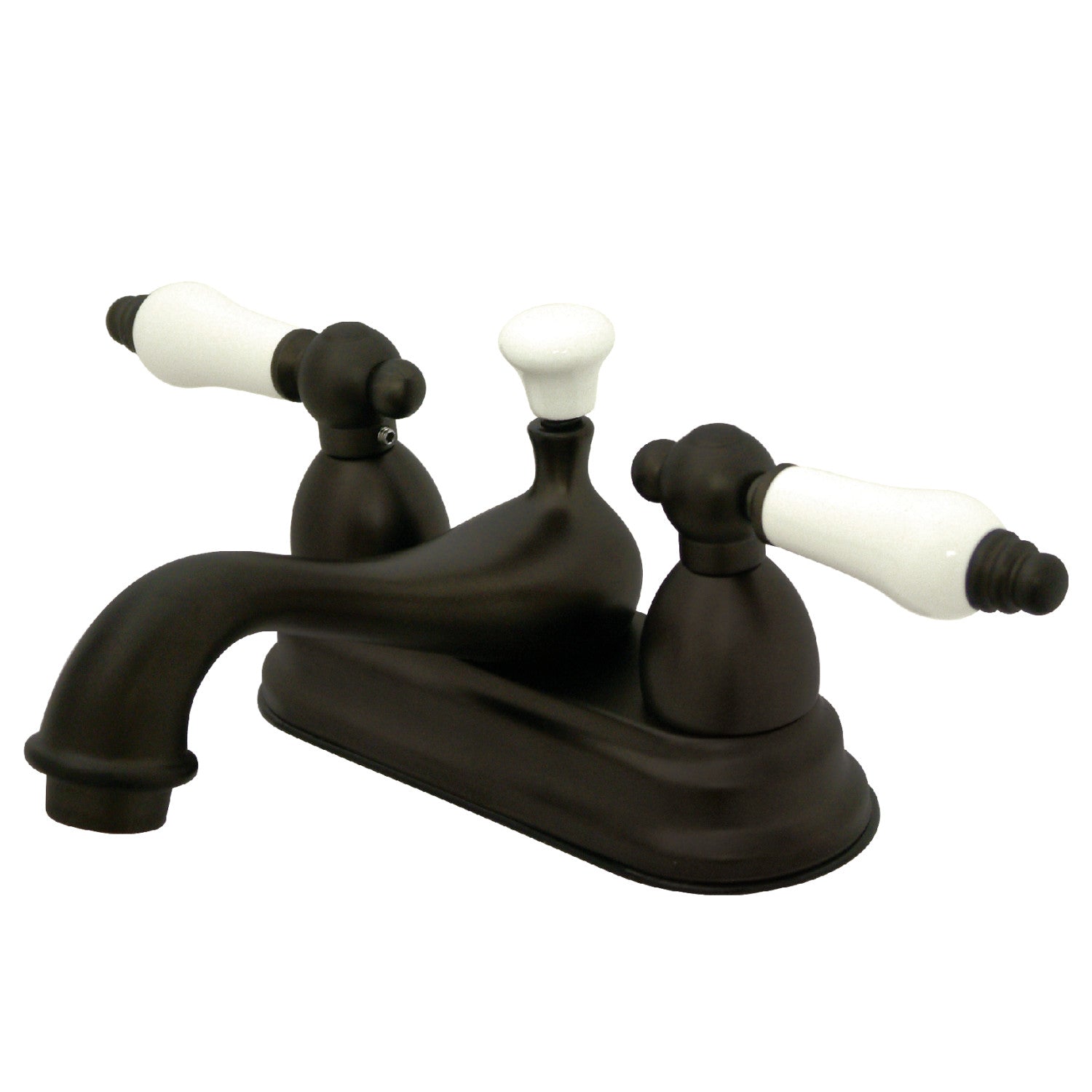Kingston Heirloom KS3605PL - Restoration Double-Handle 3-Hole Deck Mount 4-Inch Centerset Bathroom Faucet with Brass Pop-Up, Oil Rubbed Bronze