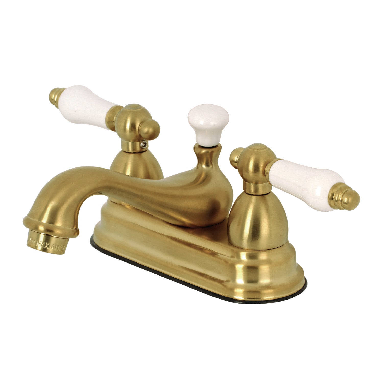 Kingston Heirloom KS3607PL - Restoration Double-Handle 3-Hole Deck Mount 4-Inch Centerset Bathroom Faucet with Brass Pop-Up, Brushed Brass