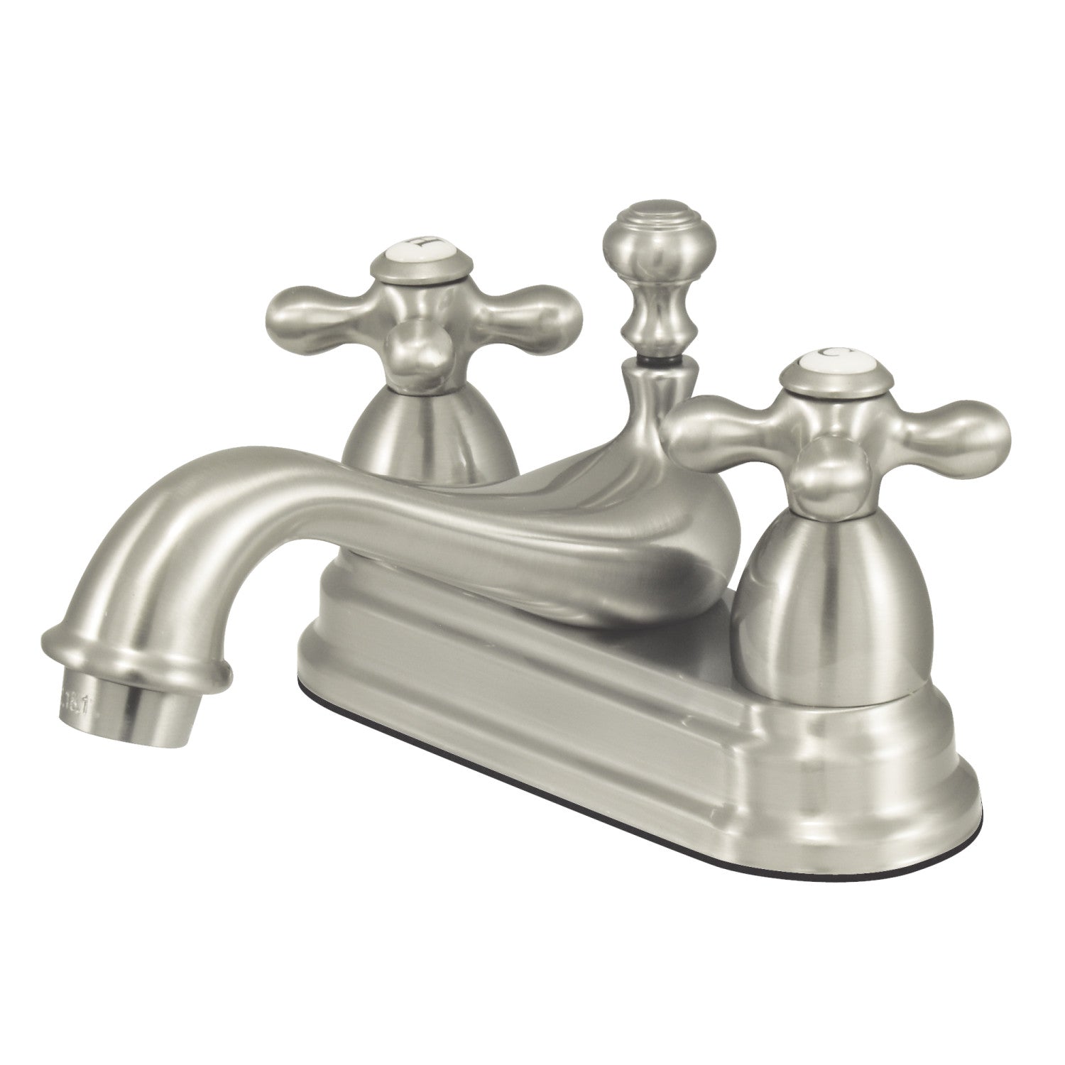 Kingston Heirloom KS3608AX - Restoration Double-Handle 3-Hole Deck Mount 4-Inch Centerset Bathroom Faucet with Brass Pop-Up, Brushed Nickel