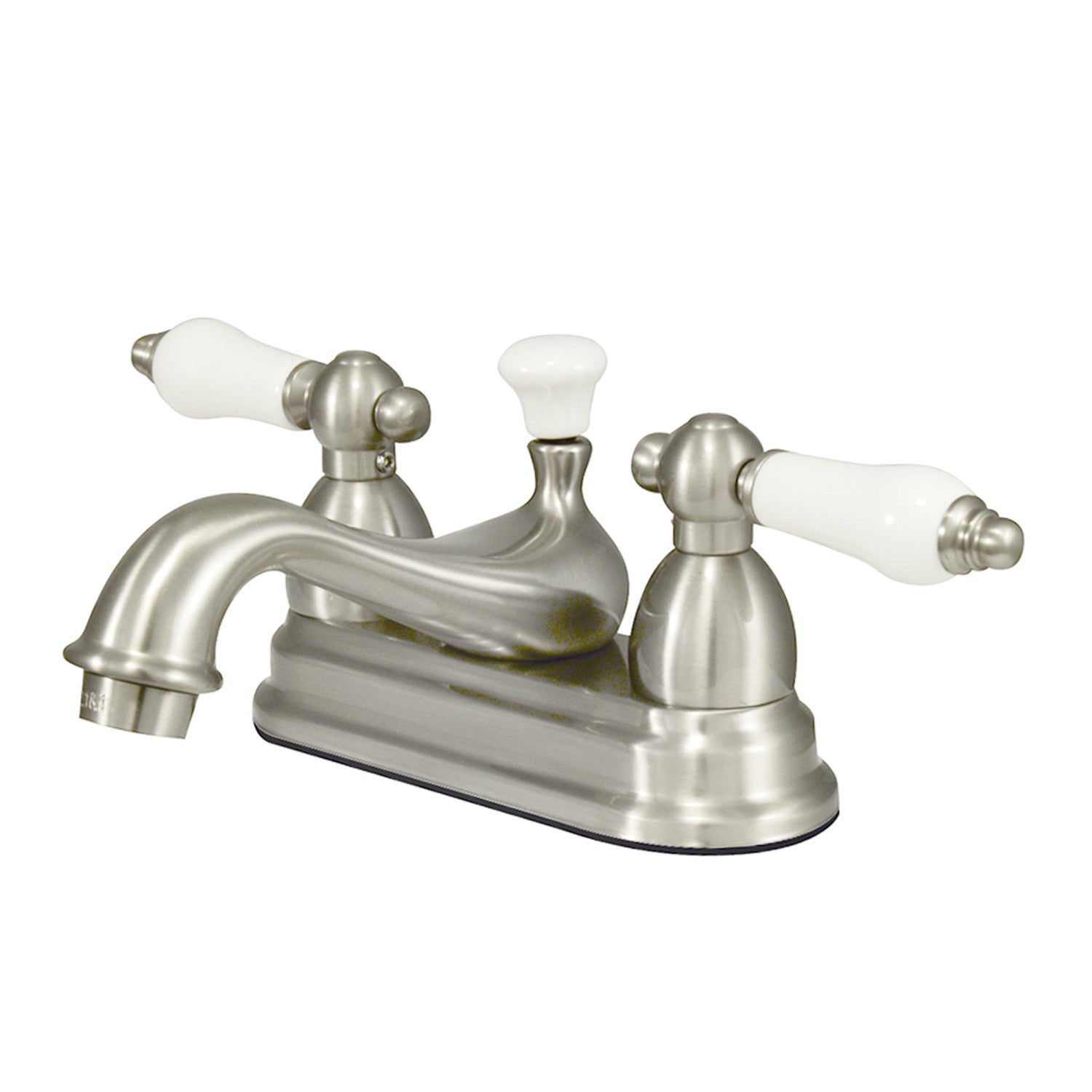 Kingston Heirloom KS3608PL - Restoration Double-Handle 3-Hole Deck Mount 4-Inch Centerset Bathroom Faucet with Brass Pop-Up, Brushed Nickel