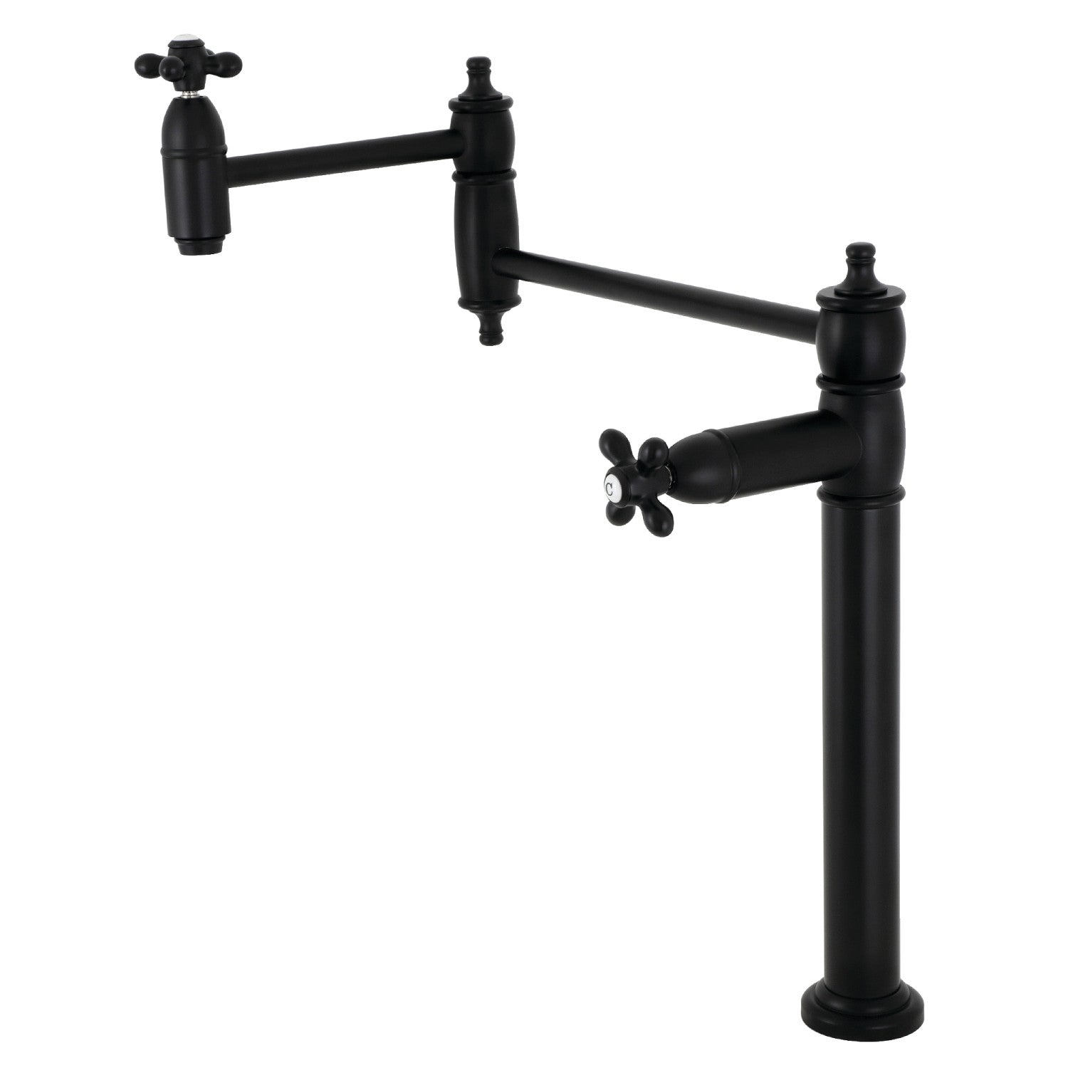 Kingston Heirloom KS3700AX - Restoration Two-Handle 1-Hole Deck Mount Pot Filler Faucet, Matte Black