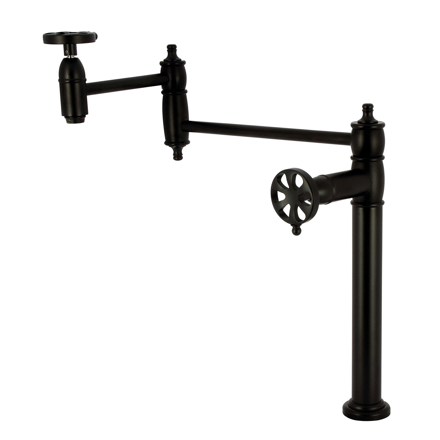 Kingston Tulare KS3700RX - Belknap Two-Handle 1-Hole Deck Mount Pot Filler Faucet, Matte Black