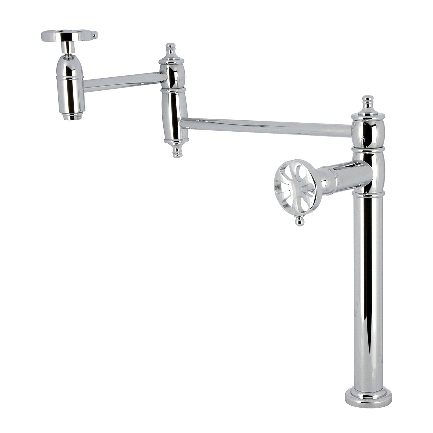 Kingston Tulare KS3701RX - Belknap Two-Handle 1-Hole Deck Mount Pot Filler Faucet, Polished Chrome