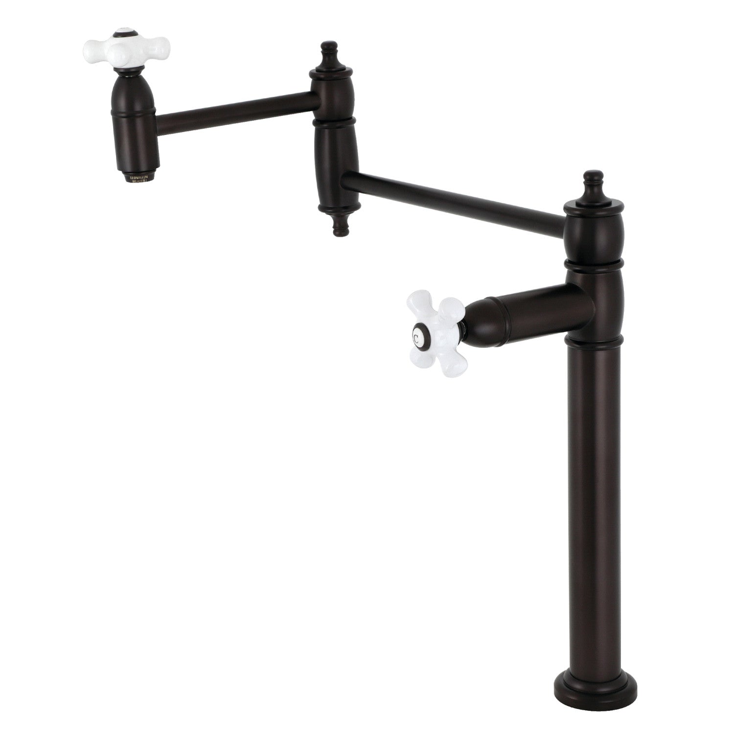 Kingston Heirloom KS3705PX - Restoration Two-Handle 1-Hole Deck Mount Pot Filler Faucet, Oil Rubbed Bronze