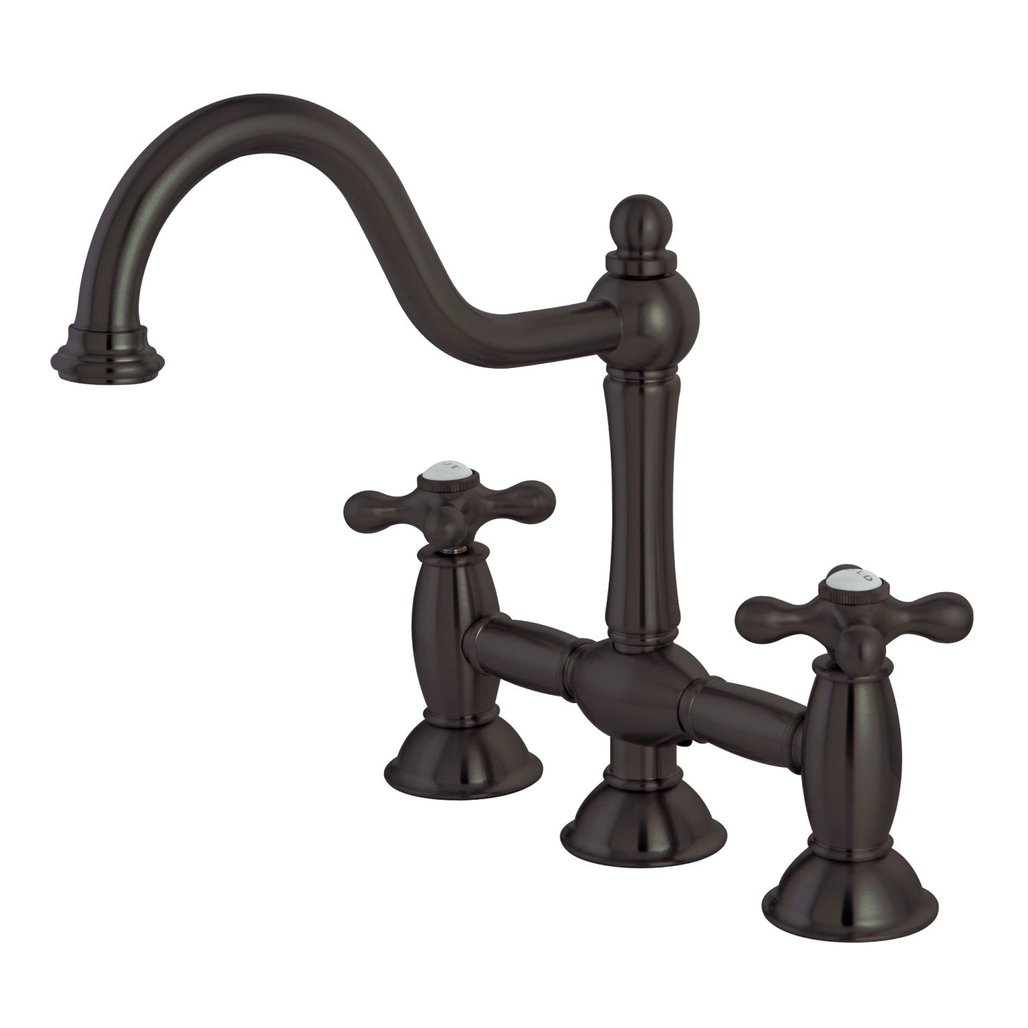 Kingston Heirloom KS3785AX - Restoration Two-Handle 3-Hole Deck Mount Bridge Kitchen Faucet, Oil Rubbed Bronze