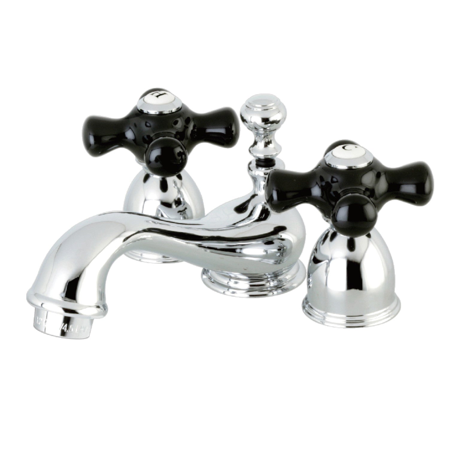 Kingston Heirloom KS3951PKX - Duchess Two-Handle 3-Hole Deck Mount Mini-Widespread Bathroom Faucet with Brass Pop-Up, Polished Chrome