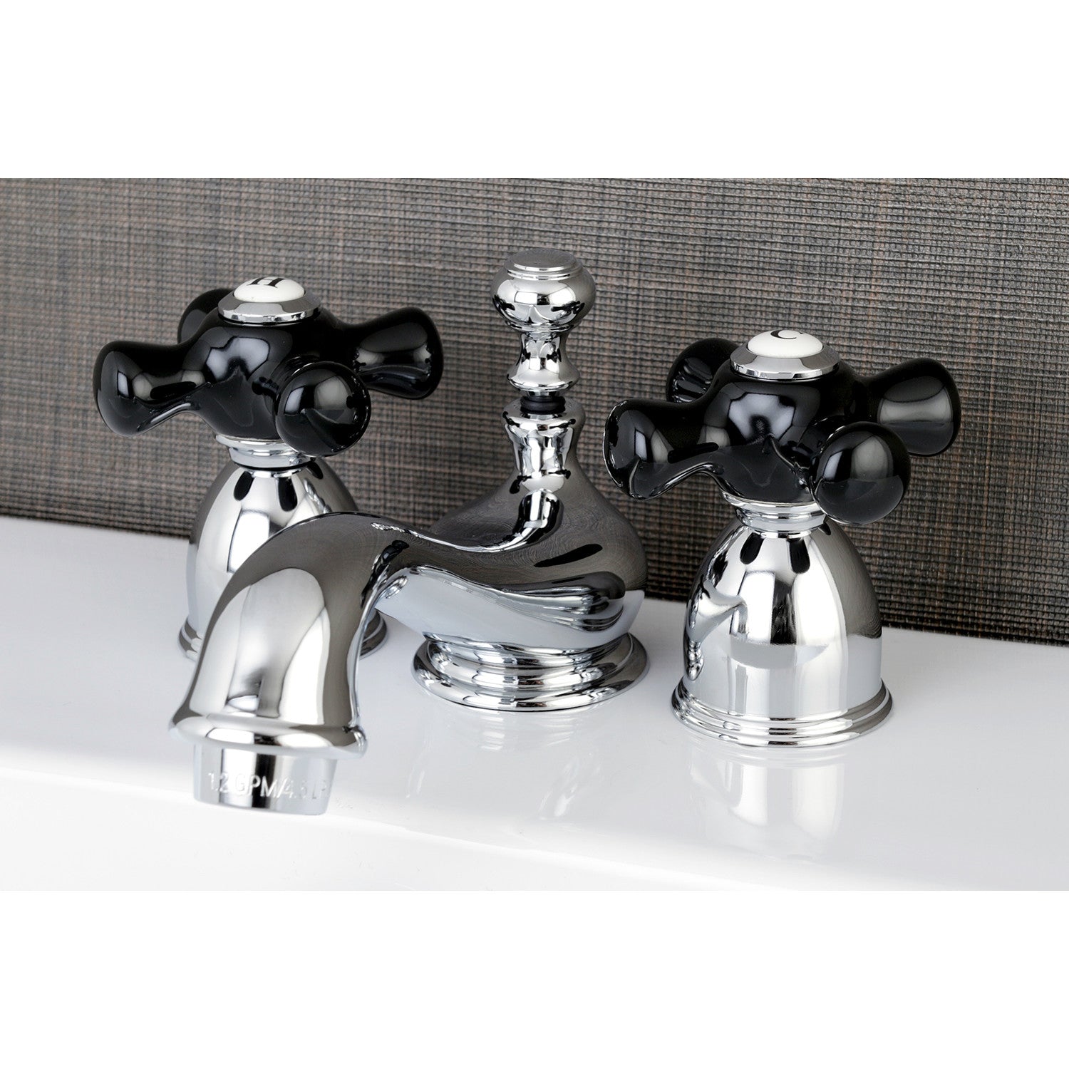 Kingston Heirloom KS3951PKX - Duchess Two-Handle 3-Hole Deck Mount Mini-Widespread Bathroom Faucet with Brass Pop-Up, Polished Chrome — thumbnail 3