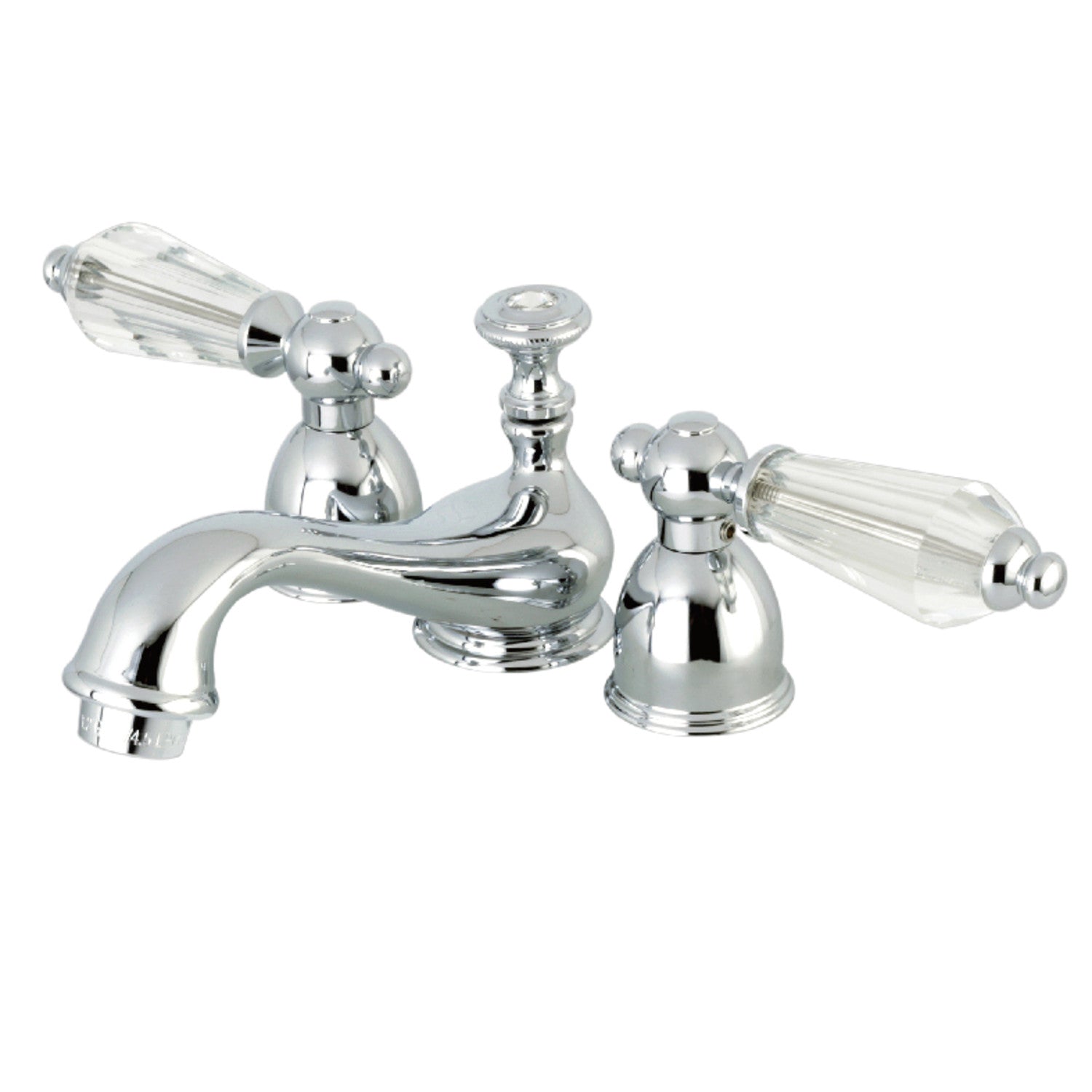 Kingston Heirloom KS3951WLL - Wilshire Two-Handle 3-Hole Deck Mount Mini-Widespread Bathroom Faucet with Brass Pop-Up, Polished Chrome