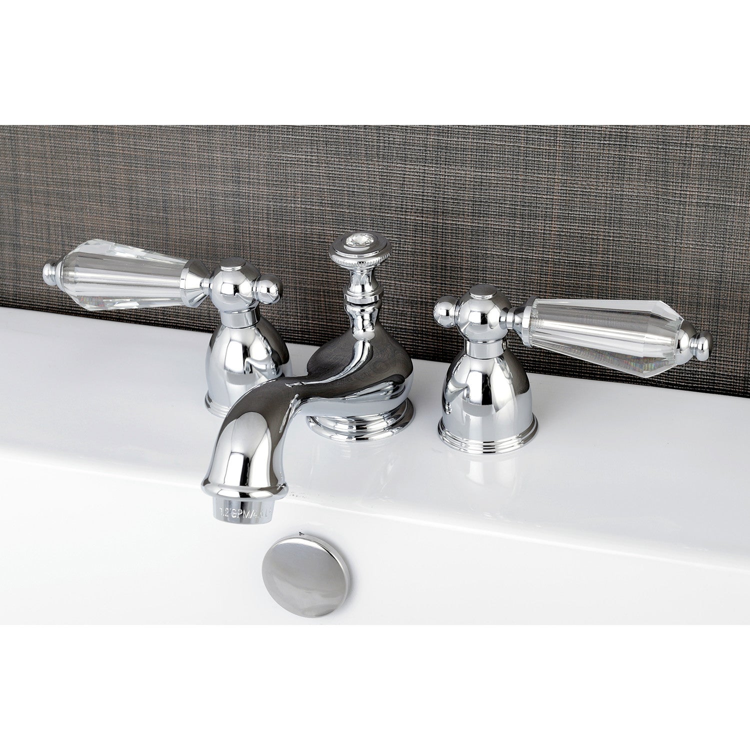 Kingston Heirloom KS3951WLL - Wilshire Two-Handle 3-Hole Deck Mount Mini-Widespread Bathroom Faucet with Brass Pop-Up, Polished Chrome — thumbnail 2