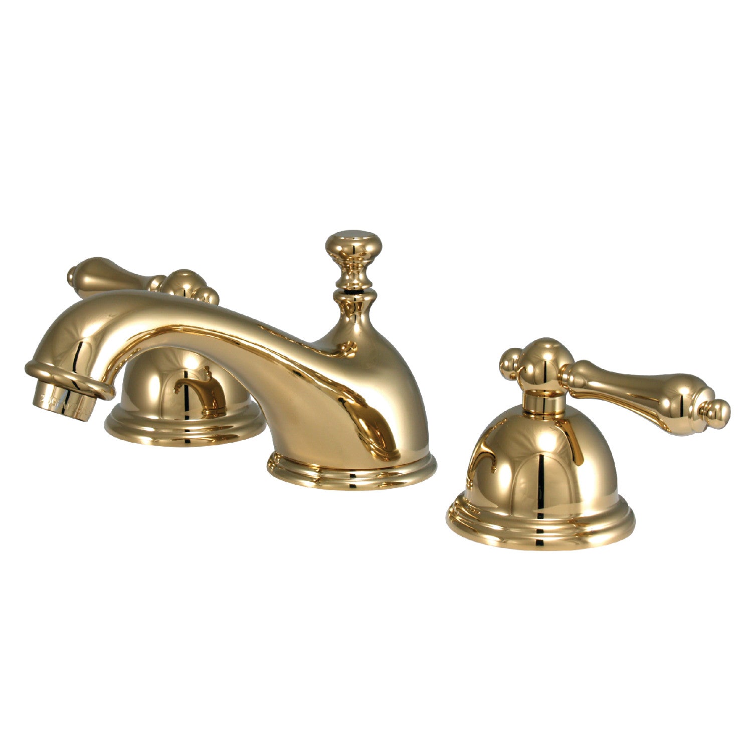 Kingston Heirloom KS3962AL - Restoration Two-Handle 3-Hole Deck Mount Widespread Bathroom Faucet with Brass Pop-Up, Polished Brass