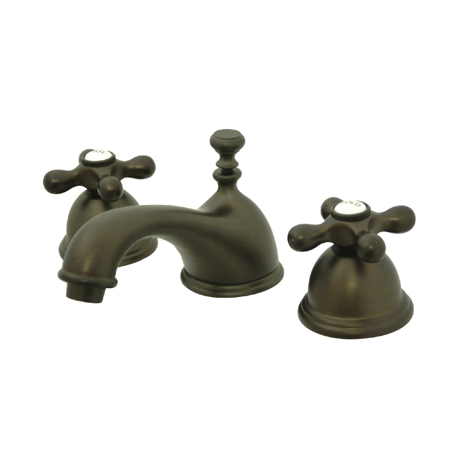 Kingston Heirloom KS3965AX - Restoration Two-Handle 3-Hole Deck Mount Widespread Bathroom Faucet with Brass Pop-Up, Oil Rubbed Bronze