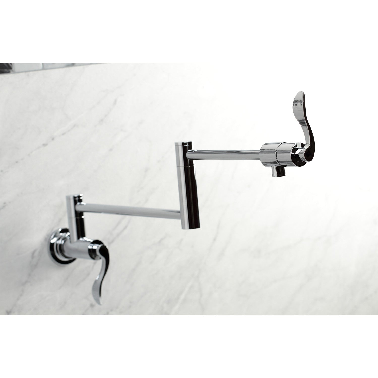 Kingston Tulare KS4101DFL - NuWave Two-Handle 1-Hole Wall Mount Pot Filler Faucet, Polished Chrome — thumbnail 2