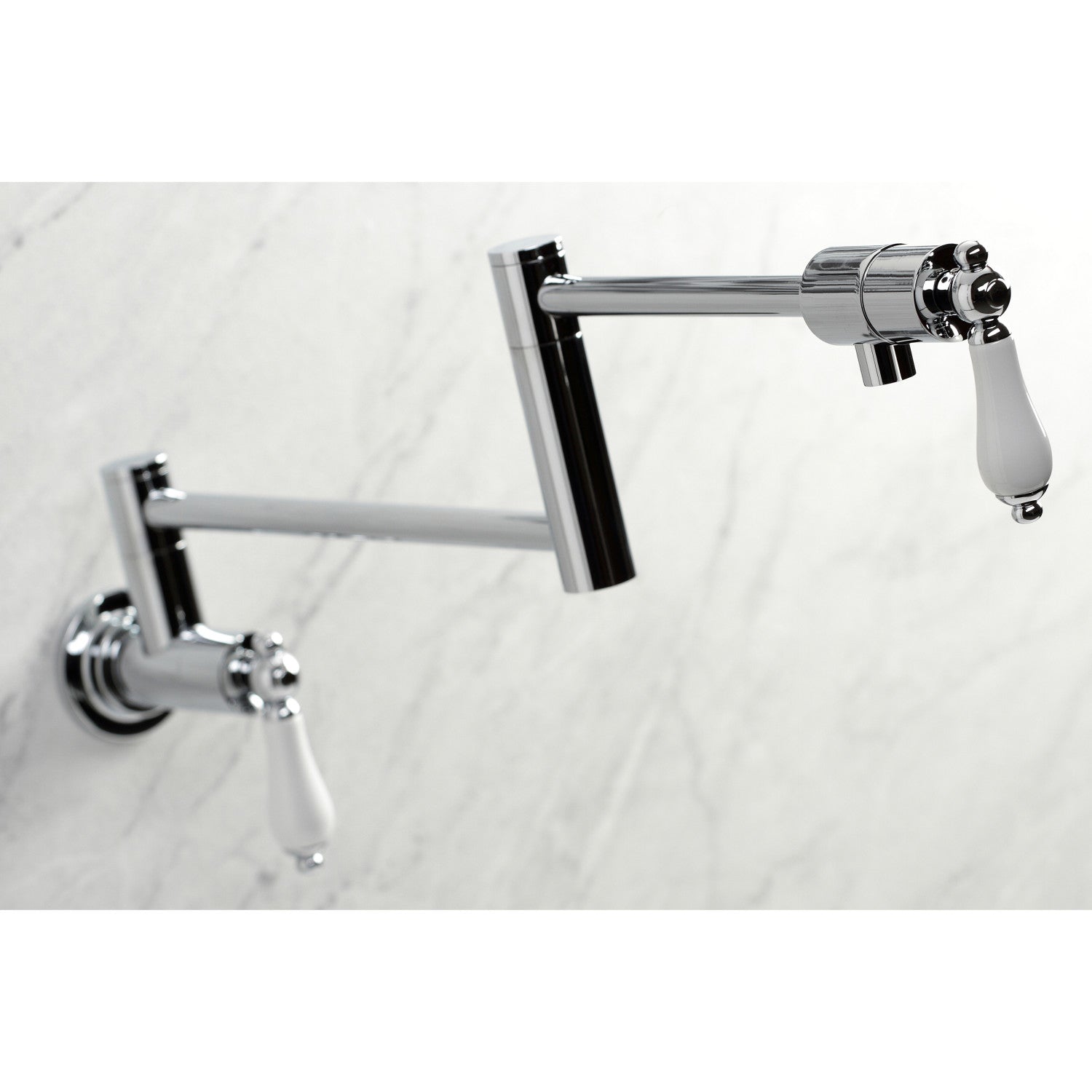 Kingston Tulare KS4101PL - Metropolitan Two-Handle 1-Hole Wall Mount Pot Filler Faucet, Polished Chrome — thumbnail 2