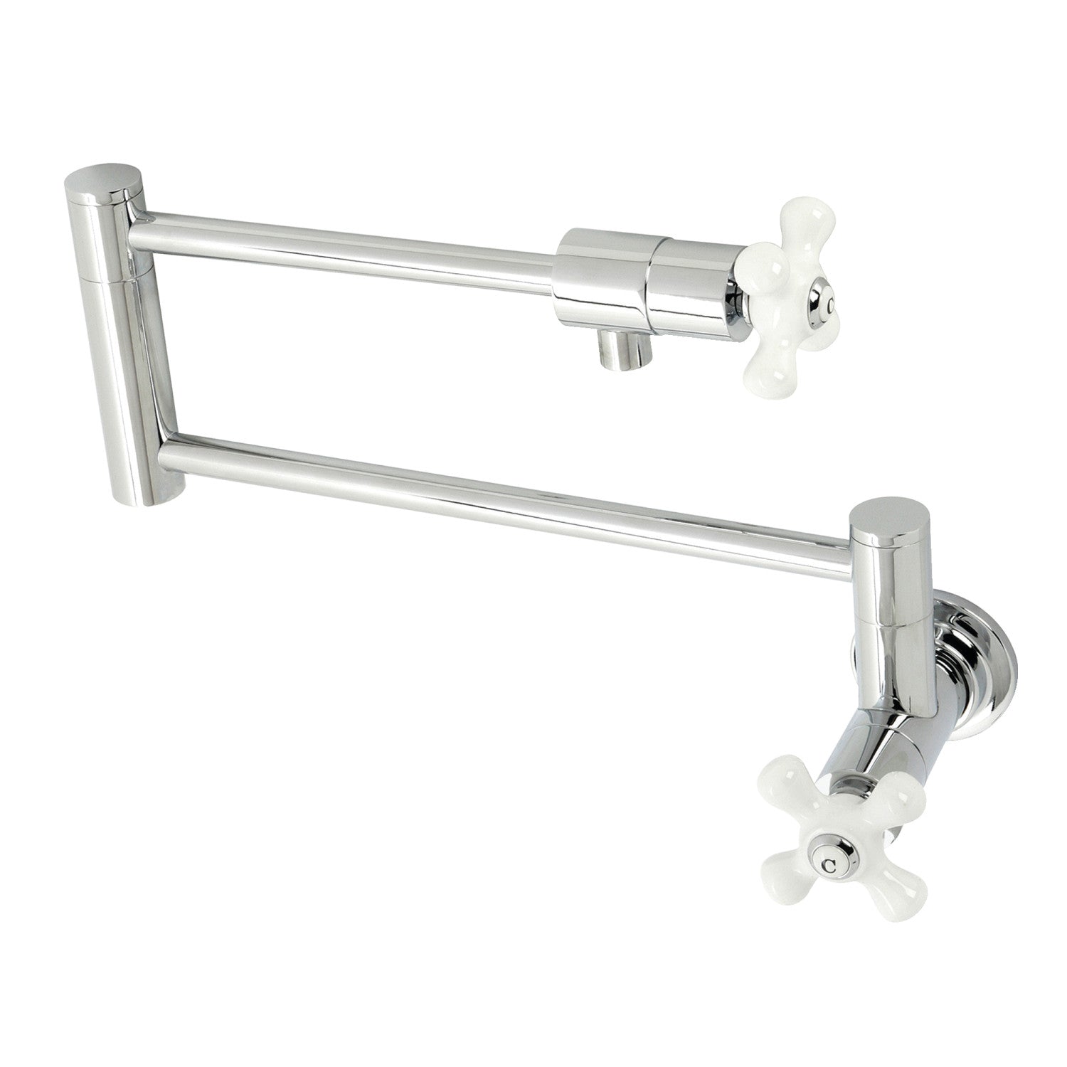 Kingston Tulare KS4101PX - Metropolitan Two-Handle 1-Hole Wall Mount Pot Filler Faucet, Polished Chrome