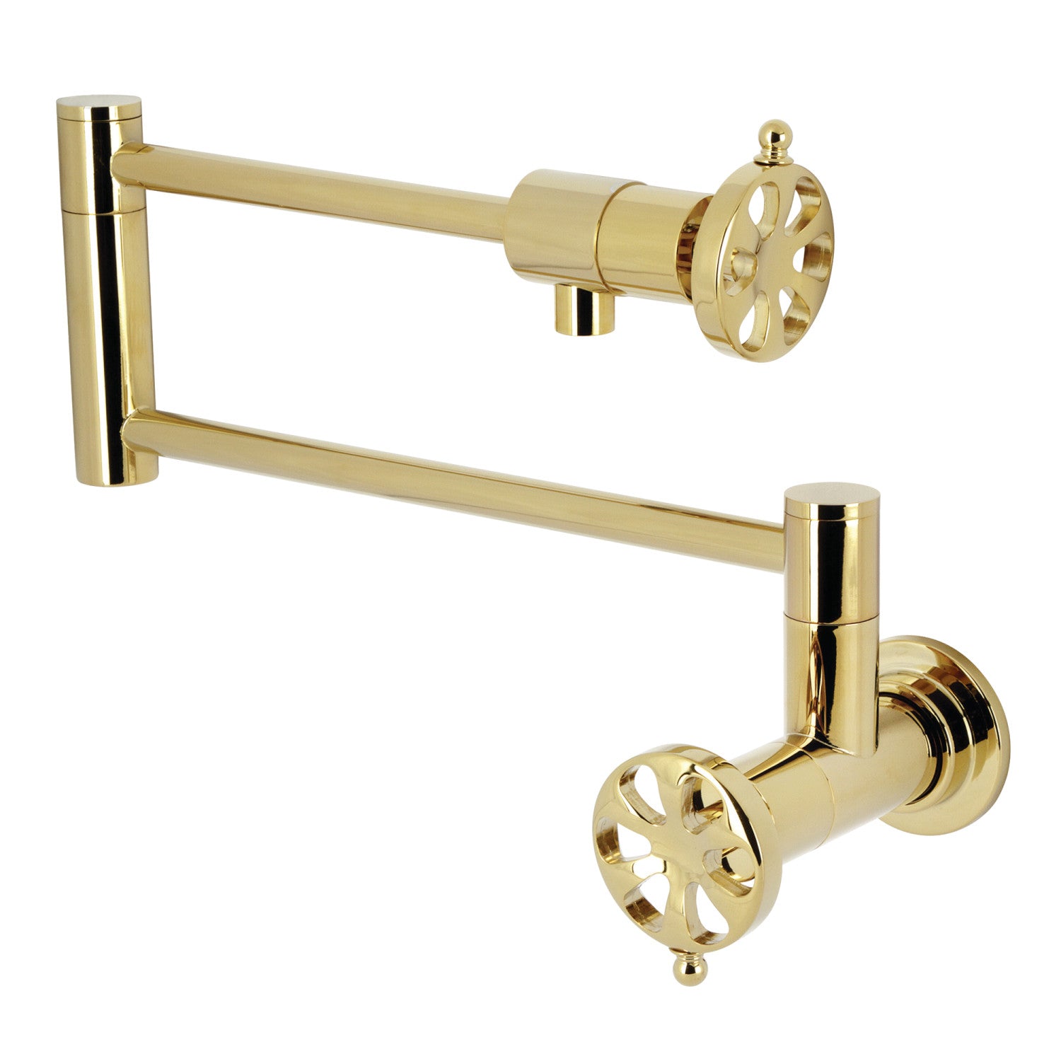 Kingston Sona KS4102RX - Belknap Two-Handle 1-Hole Wall Mount Pot Filler Faucet, Polished Brass