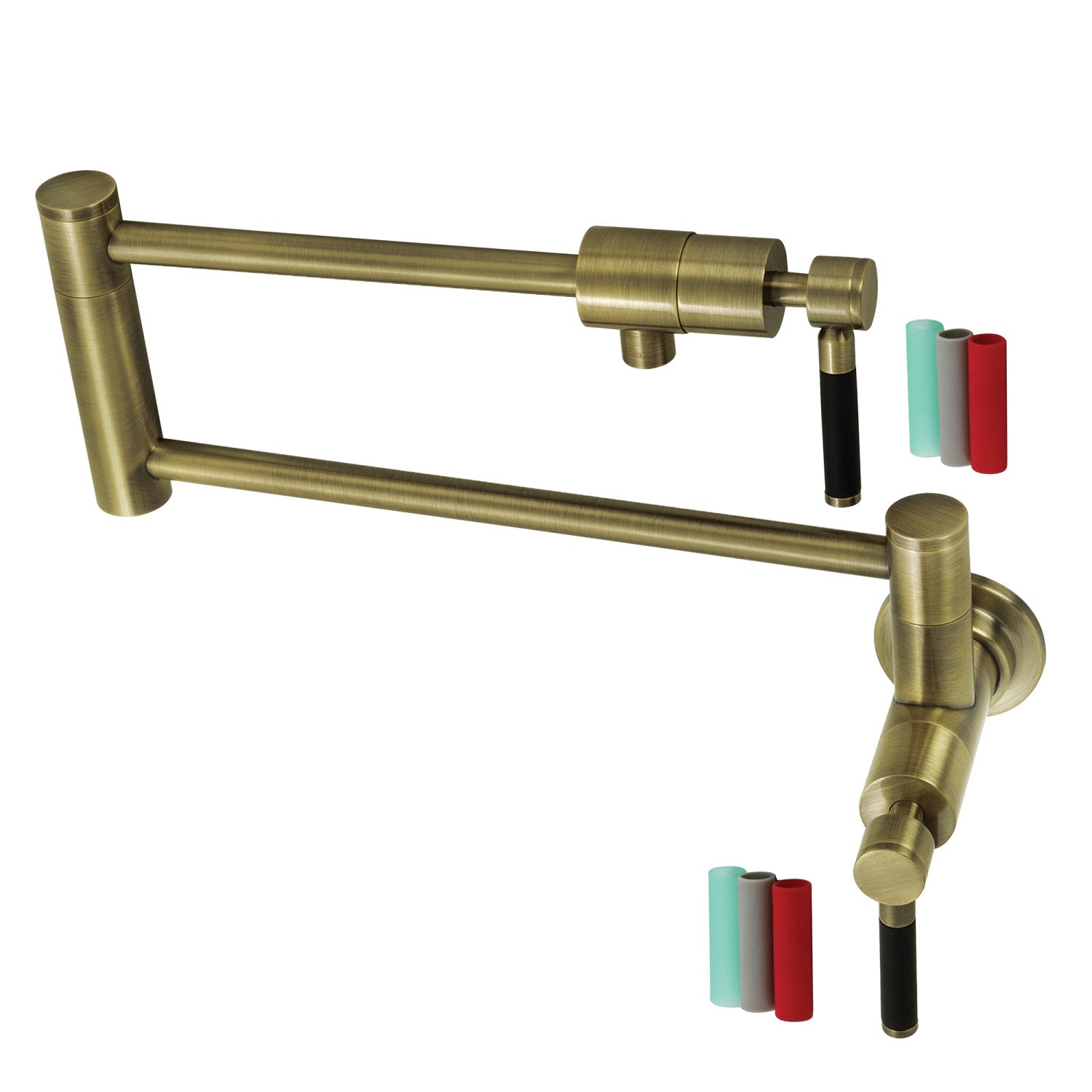 Kingston Sona KS4103DKL - Kaiser Two-Handle 1-Hole Wall Mount Pot Filler Faucet, Antique Brass