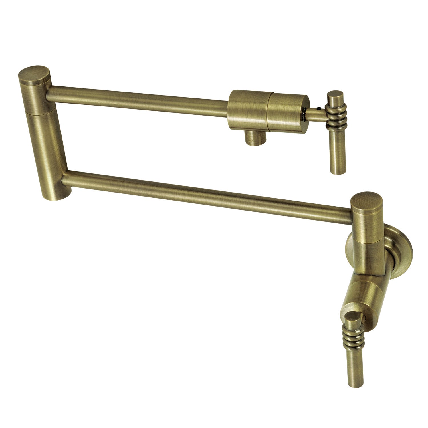 Kingston Sona KS4103ML - Milano Two-Handle 1-Hole Wall Mount Pot Filler Faucet, Antique Brass