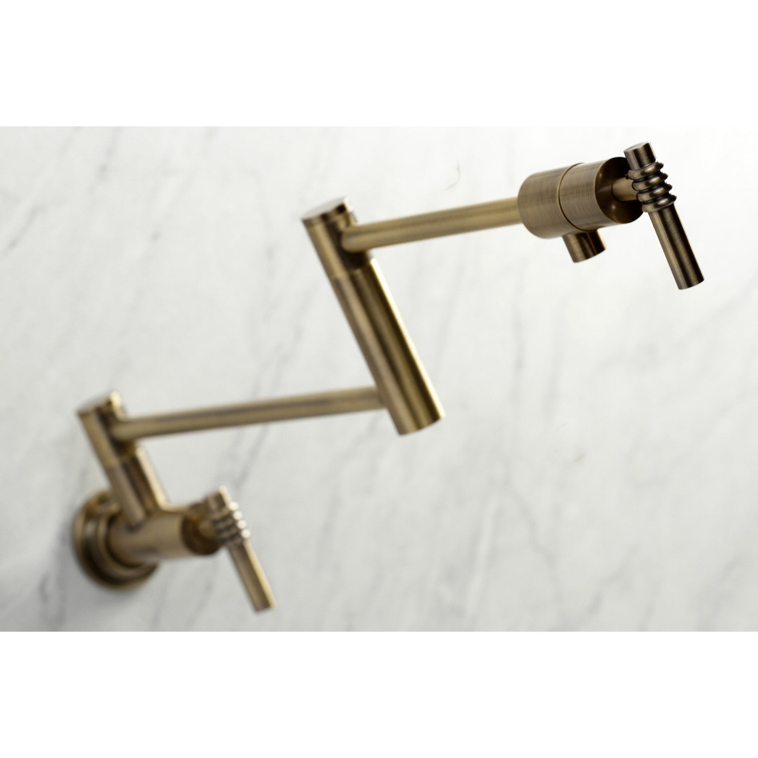 Kingston Sona KS4103ML - Milano Two-Handle 1-Hole Wall Mount Pot Filler Faucet, Antique Brass — thumbnail 2