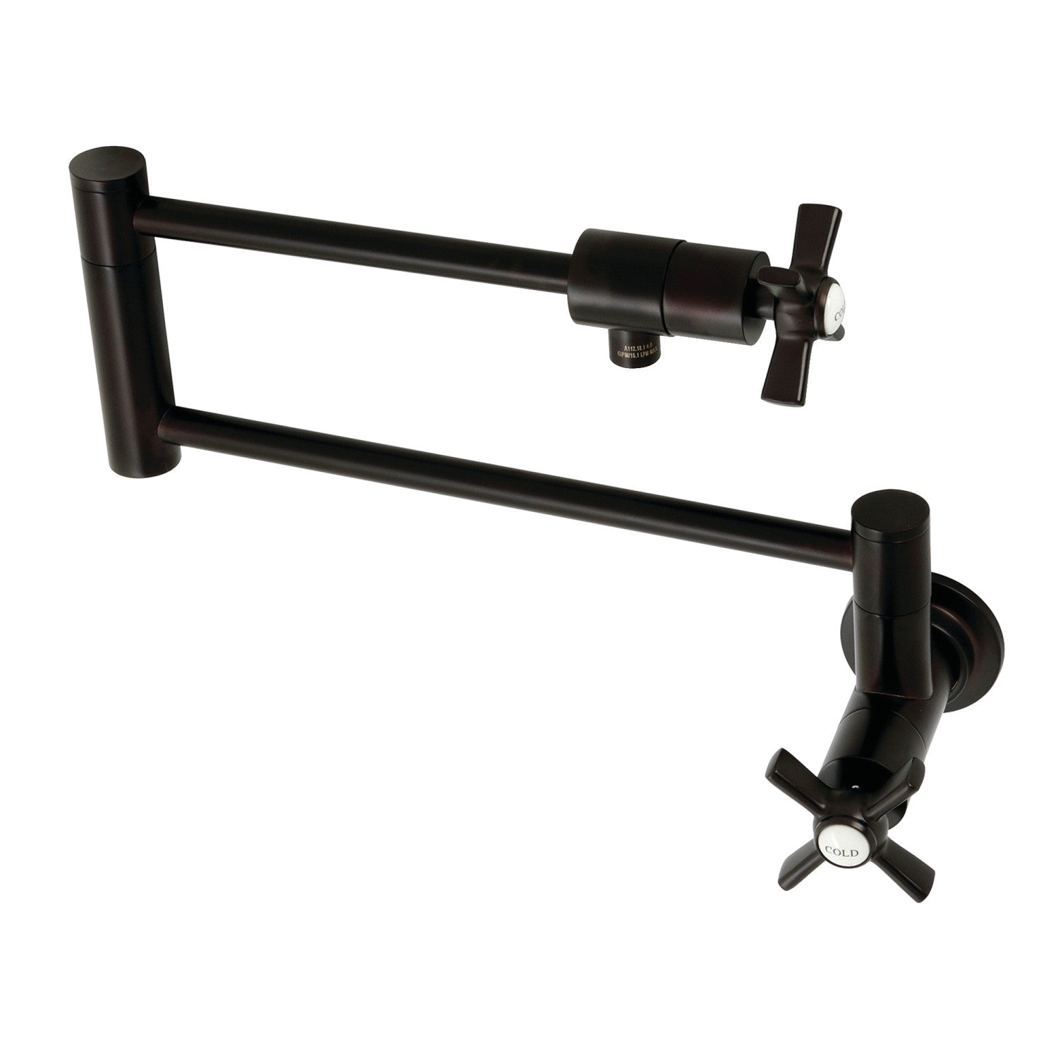 Kingston Tulare KS4105ZX - Millennium Two-Handle 1-Hole Wall Mount Pot Filler Faucet, Oil Rubbed Bronze