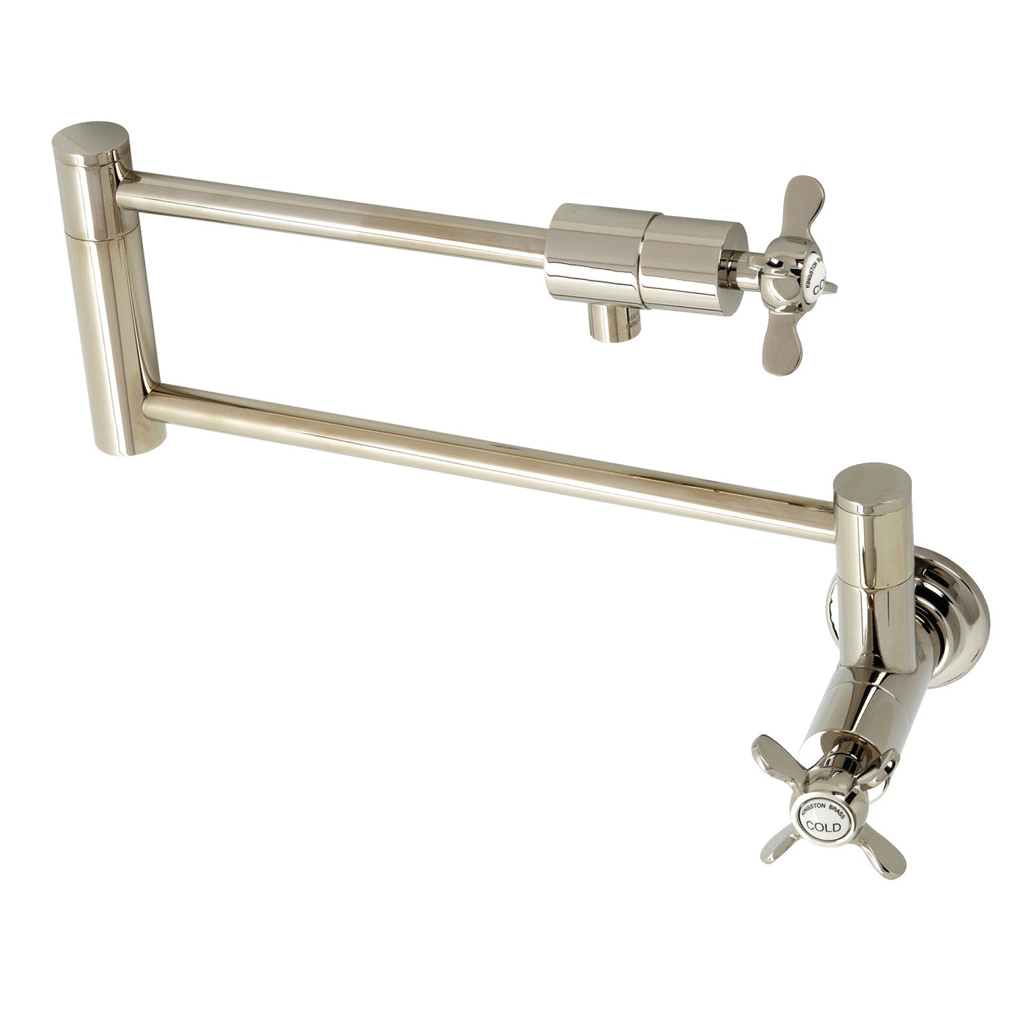 Kingston Sona KS4106BEX - Essex Two-Handle 1-Hole Wall Mount Pot Filler Faucet, Polished Nickel