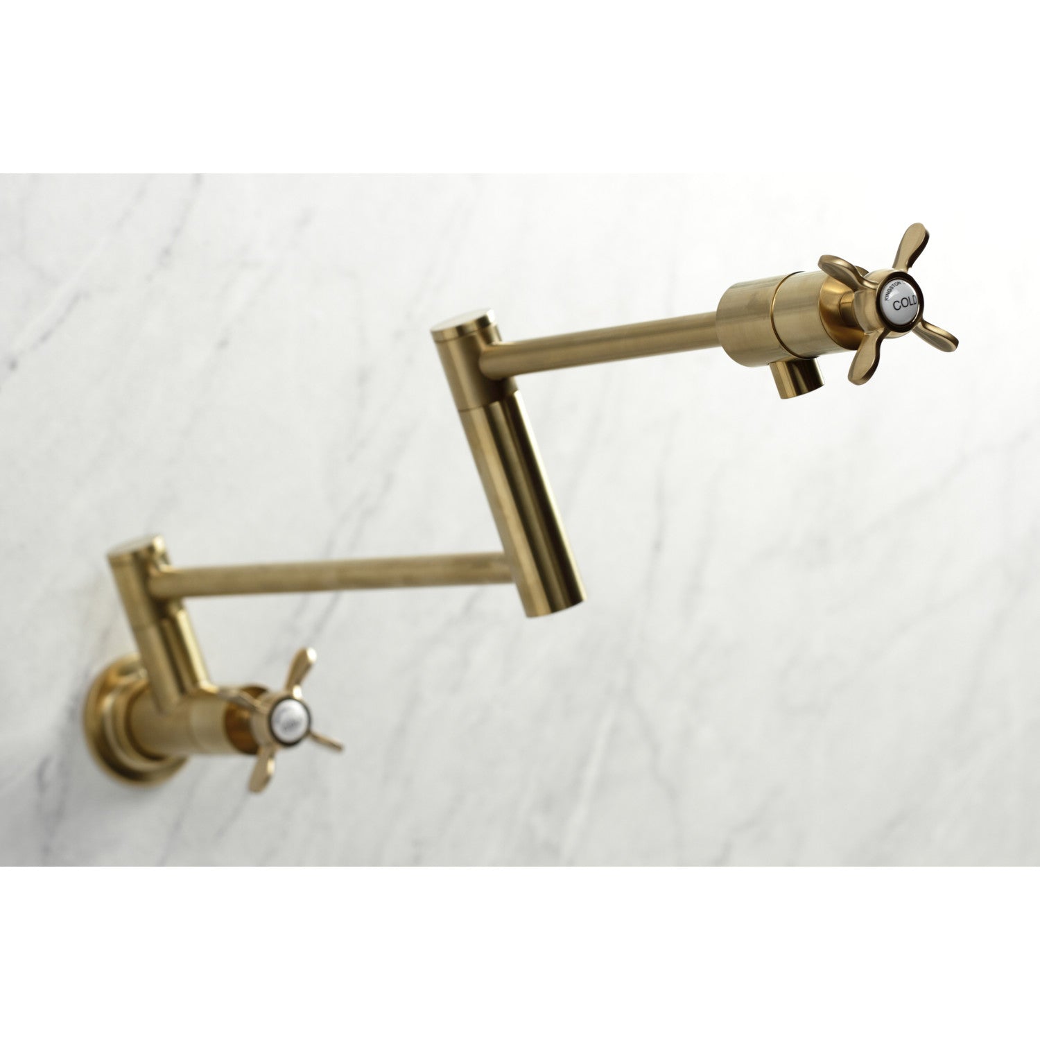 Kingston Sona KS4107BEX - Essex Two-Handle 1-Hole Wall Mount Pot Filler Faucet, Brushed Brass — thumbnail 2