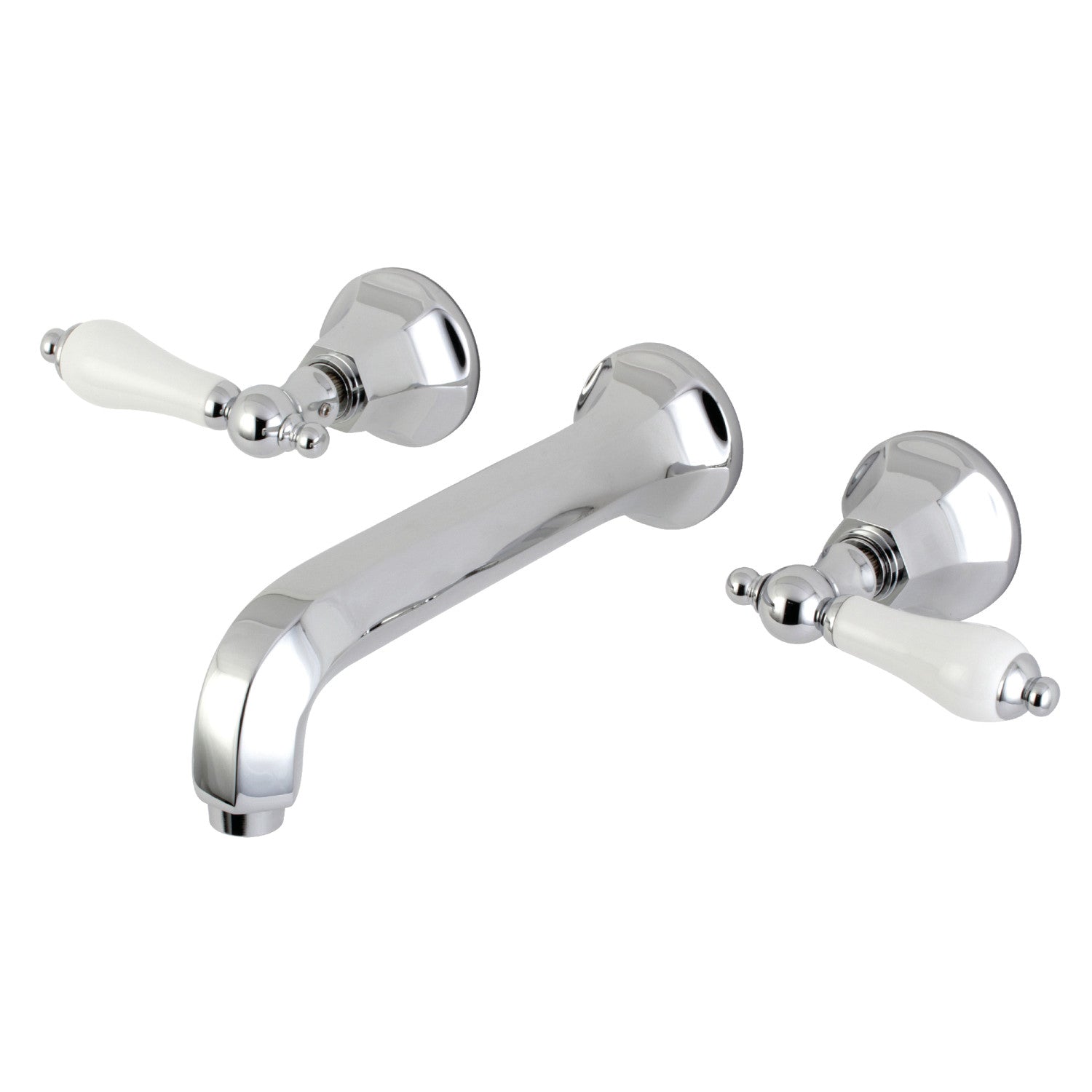 Kingston Tulare KS4121PL - Metropolitan Double-Handle 3-Hole Wall Mount Bathroom Faucet, Polished Chrome