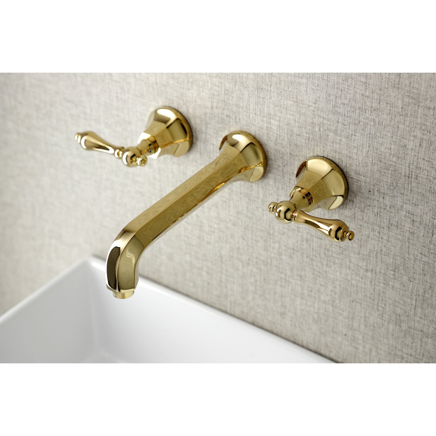 Kingston Tulare KS4122AL - Metropolitan Double-Handle 3-Hole Wall Mount Bathroom Faucet, Polished Brass — thumbnail 2