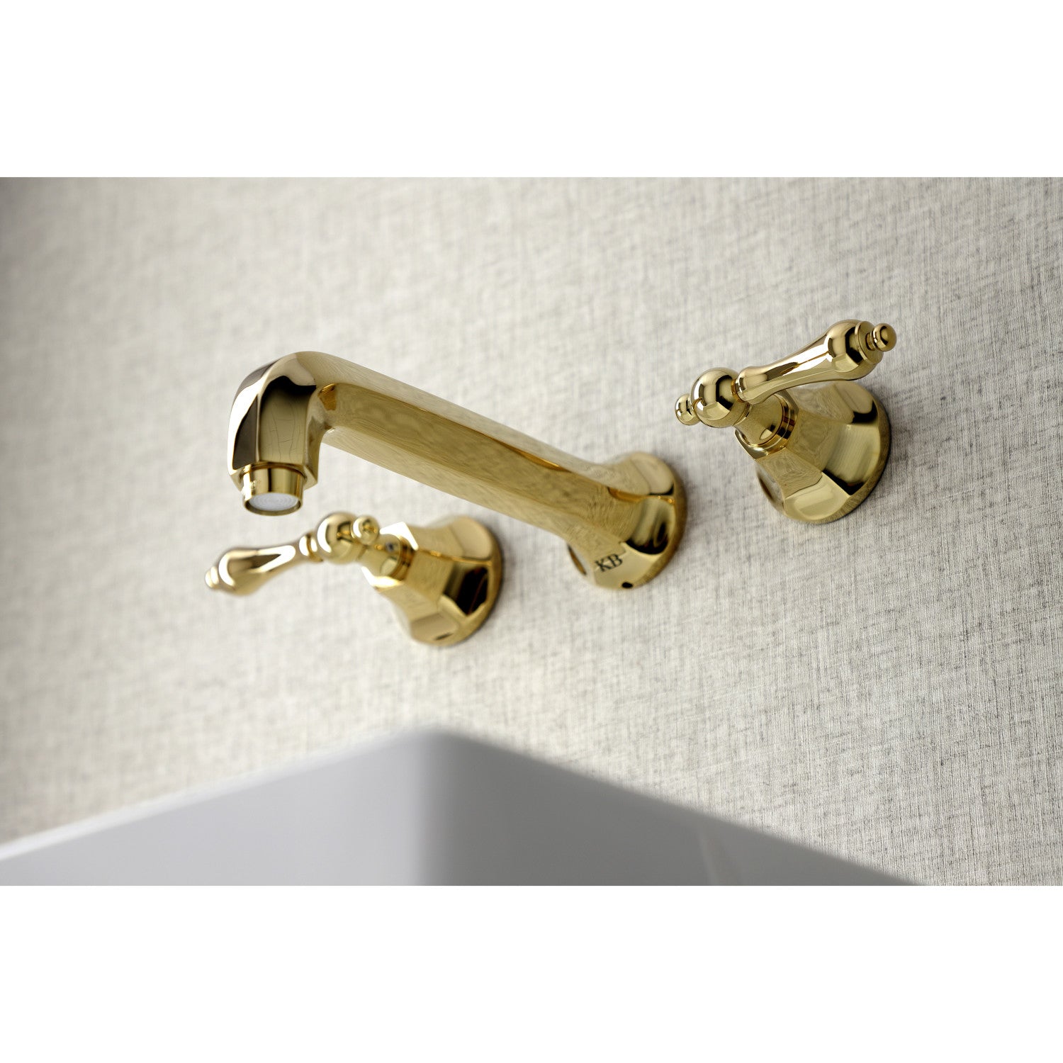 Kingston Tulare KS4122AL - Metropolitan Double-Handle 3-Hole Wall Mount Bathroom Faucet, Polished Brass — thumbnail 3