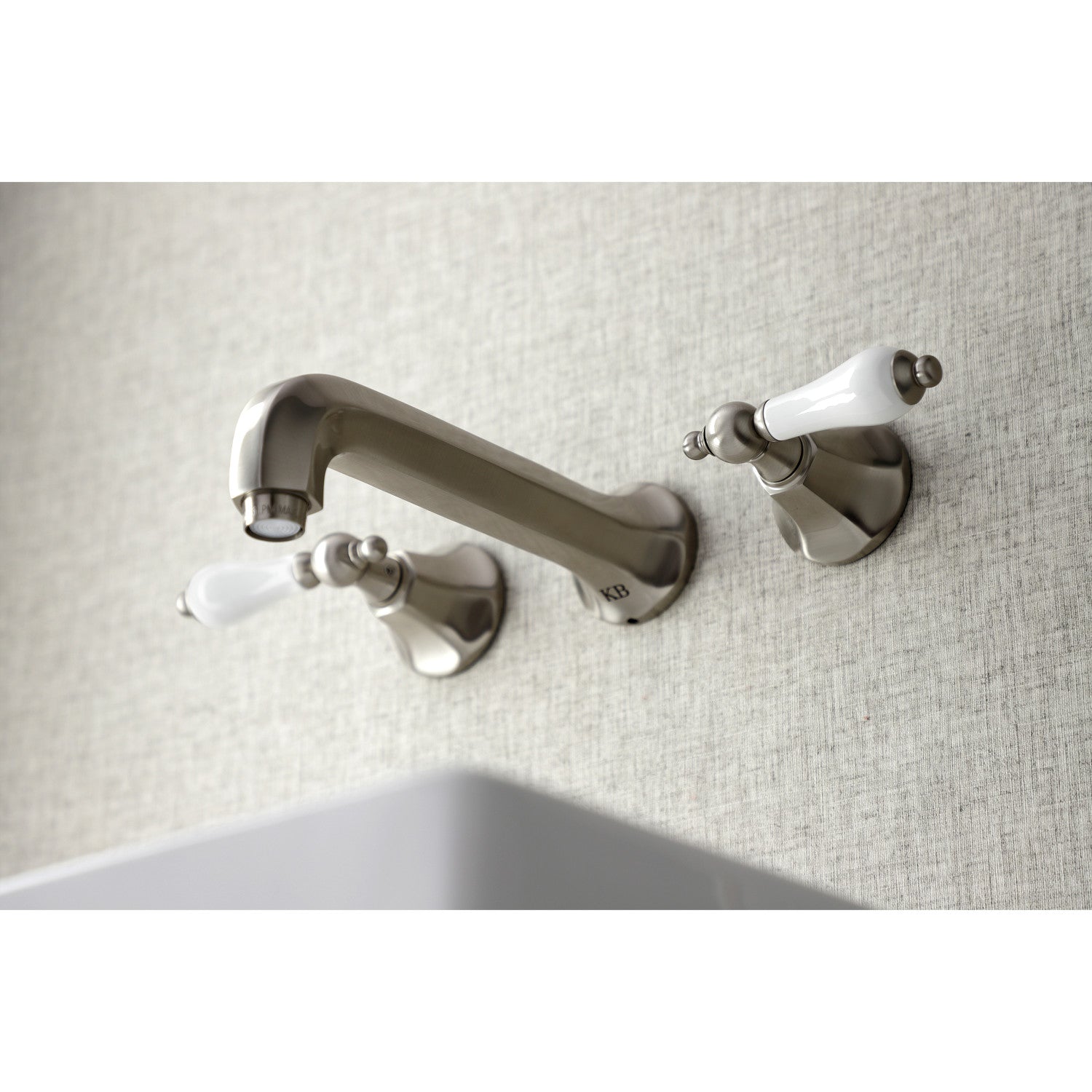 Kingston Tulare KS4128PL - Metropolitan Double-Handle 3-Hole Wall Mount Bathroom Faucet, Brushed Nickel — thumbnail 3