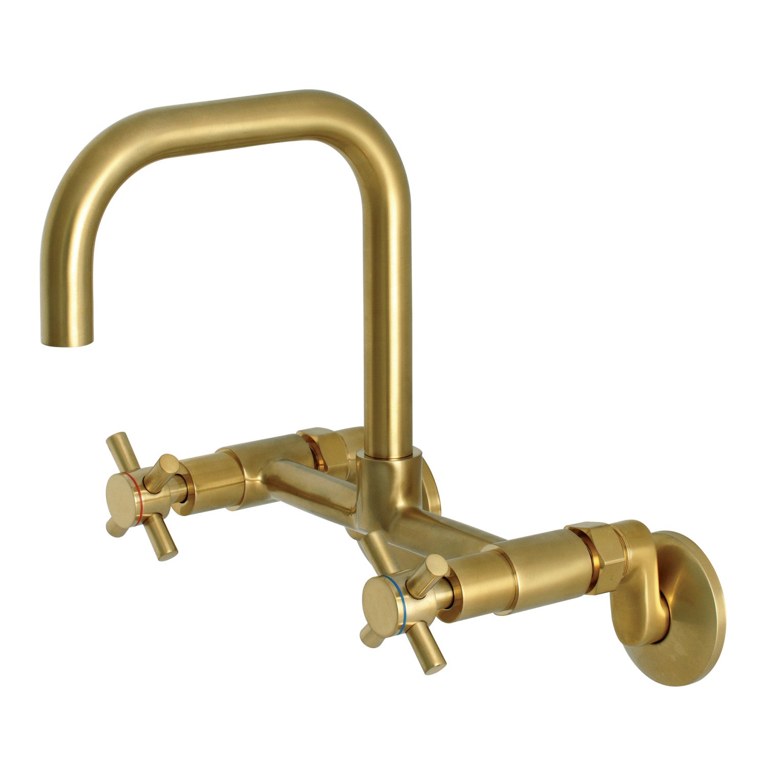 Kingston Sona KS413SB - Concord Two-Handle 2-Hole Wall Mount Kitchen Faucet, Brushed Brass
