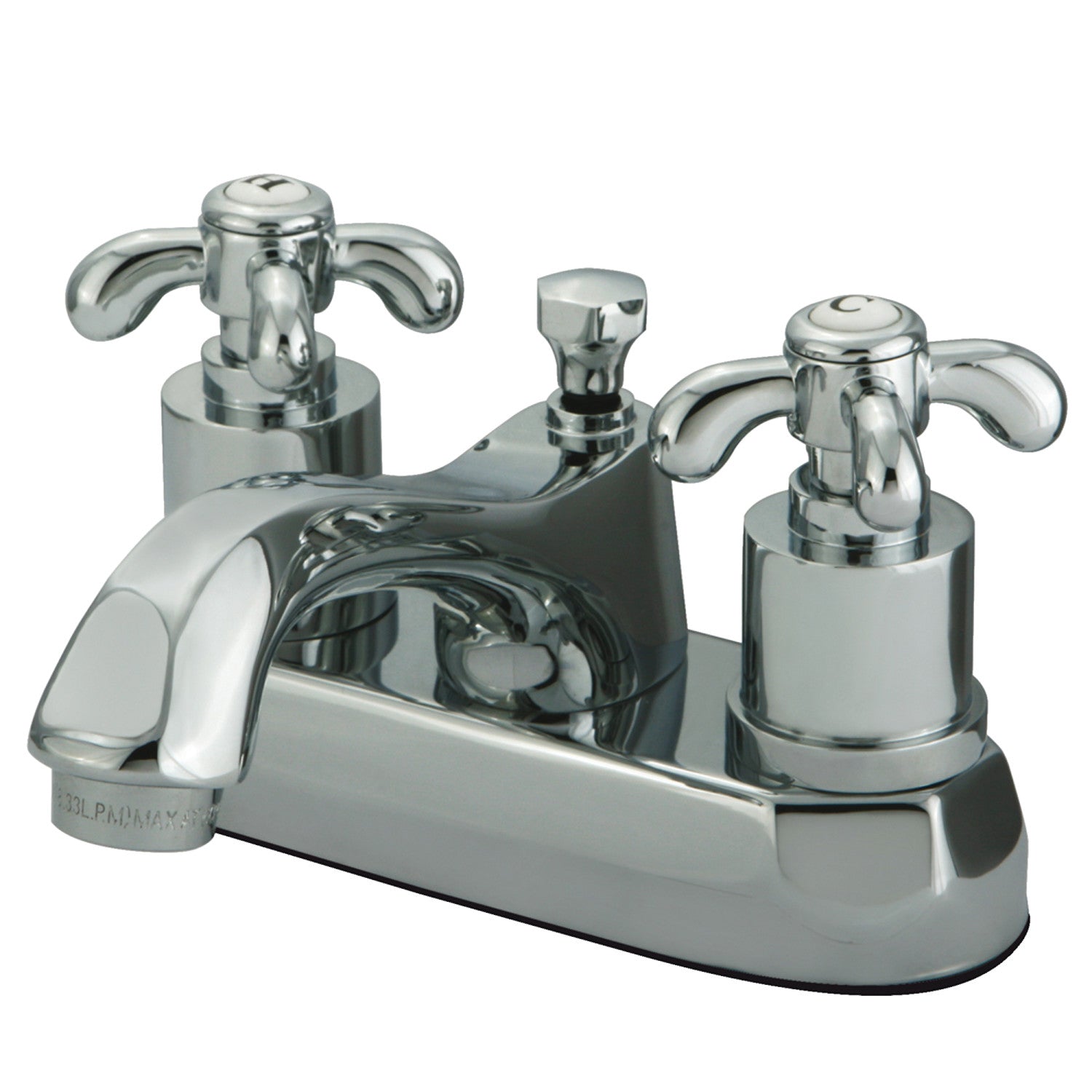 Kingston Tulare KS4261TX - French Country Double-Handle 3-Hole Deck Mount 4-Inch Centerset Bathroom Faucet with Brass Pop-Up, Polished Chrome