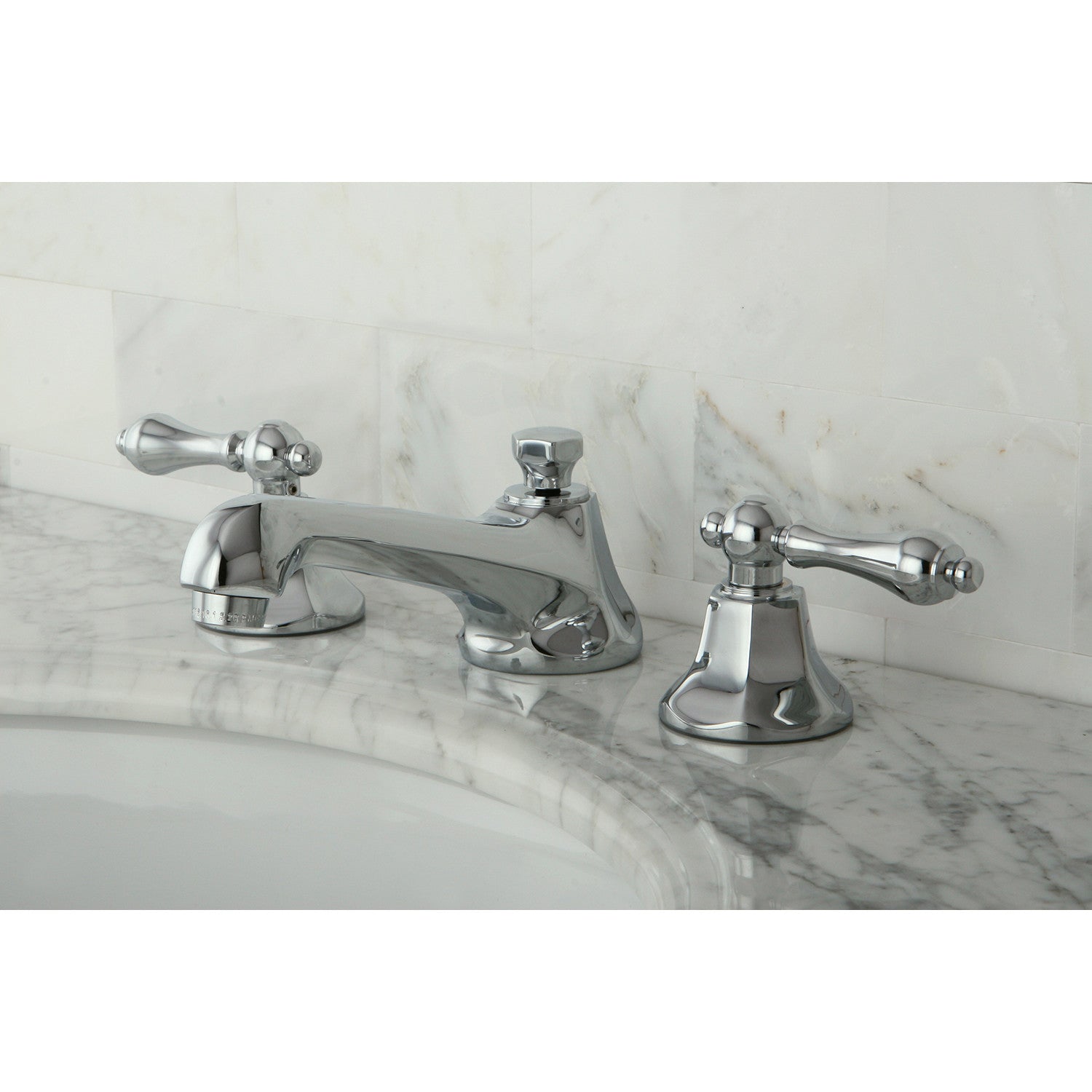 Kingston Tulare KS4461AL - Metropolitan Two-Handle 3-Hole Deck Mount Widespread Bathroom Faucet with Brass Pop-Up, Polished Chrome — thumbnail 2